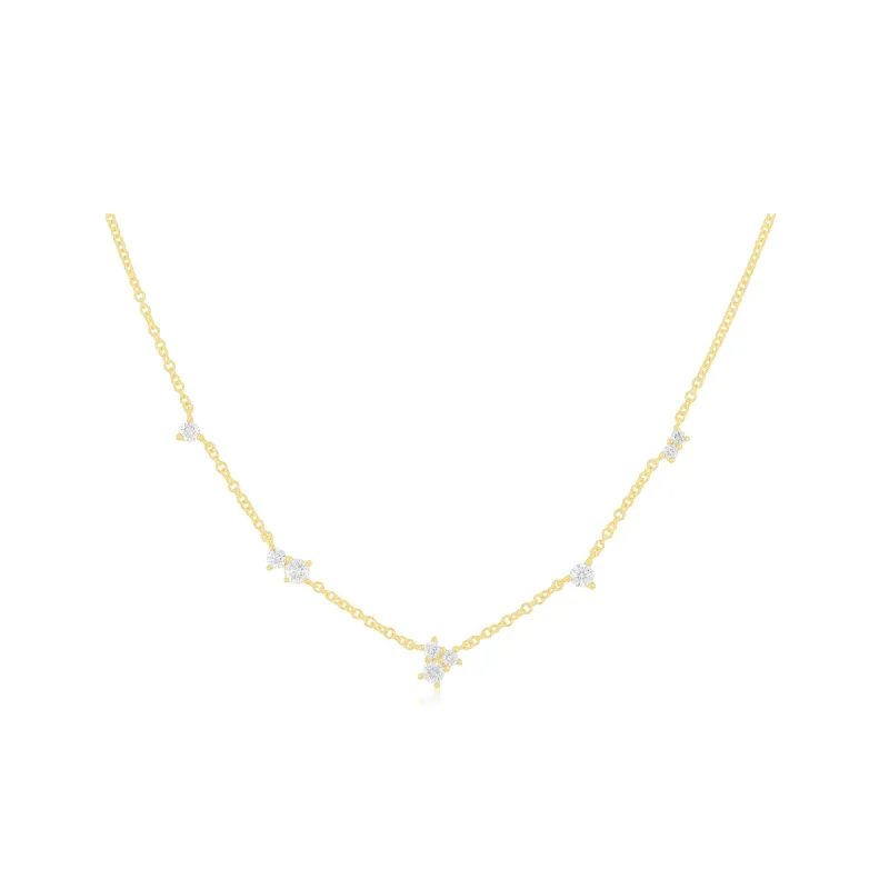 Multi Diamond Cluster Necklace sold by EF Collection
