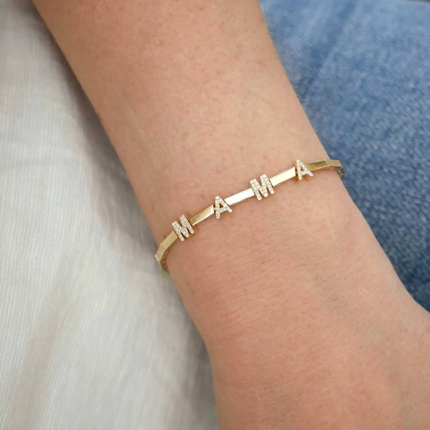 Gold Diamond Mama Bracelet sold by EF Collection product image thumbnail 5