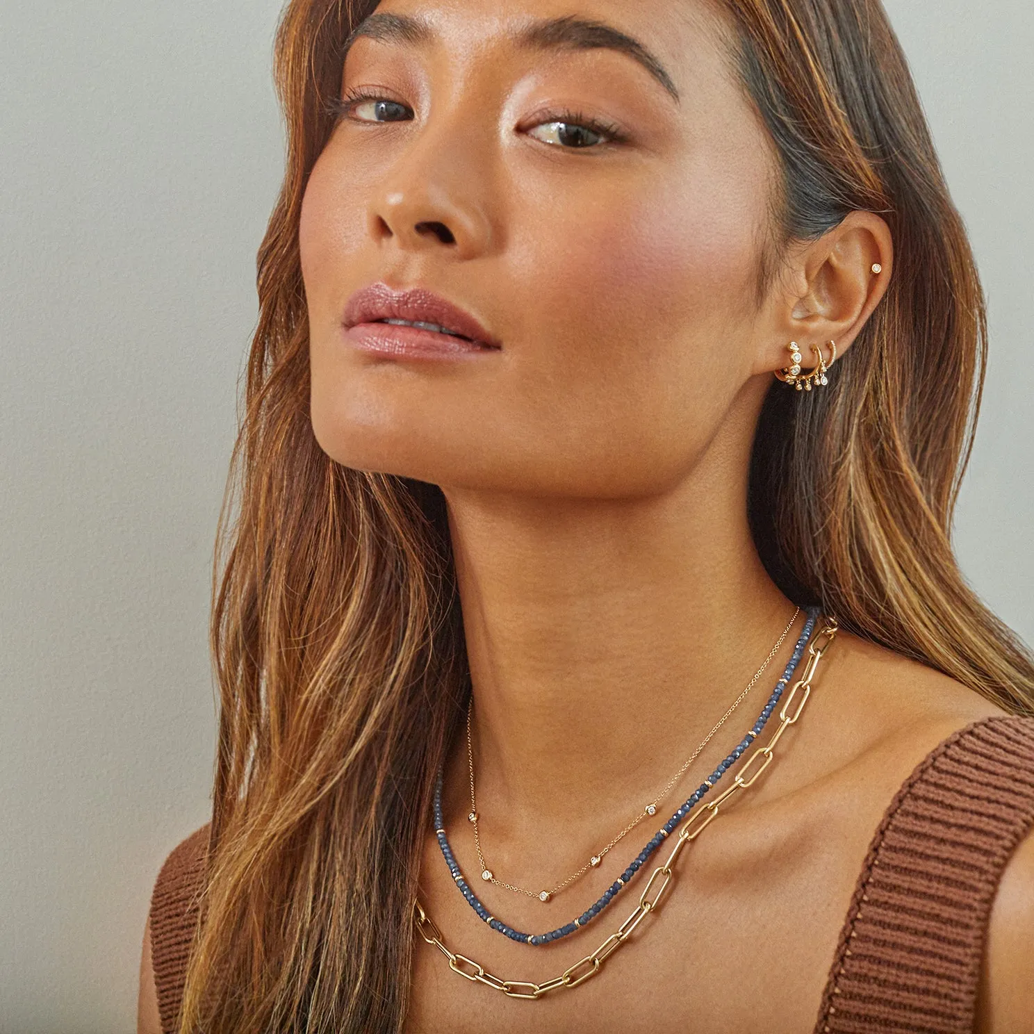 Birthstone Bead Necklace In Blue Sapphire sold by EF Collection product image thumbnail 5