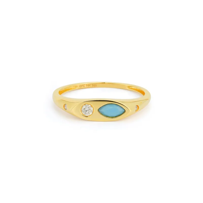 Diamond & Turquoise Treasure Ring sold by EF Collection