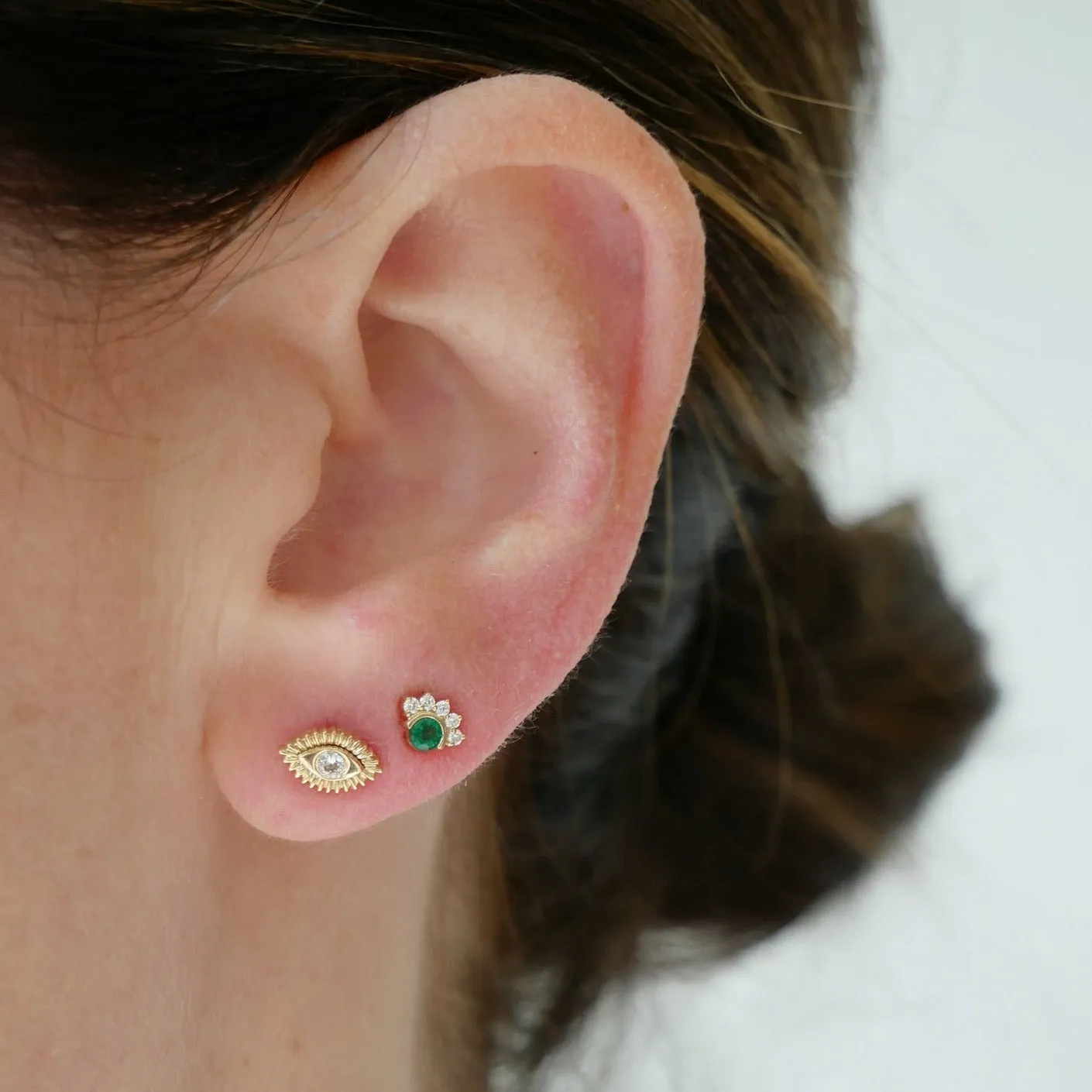 Gold & Diamond Evil Eye Protection Stud Earring sold by EF Collection product image thumbnail 5