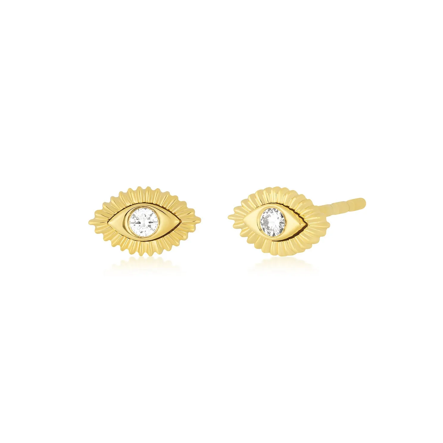 Gold & Diamond Evil Eye Protection Stud Earring sold by EF Collection
