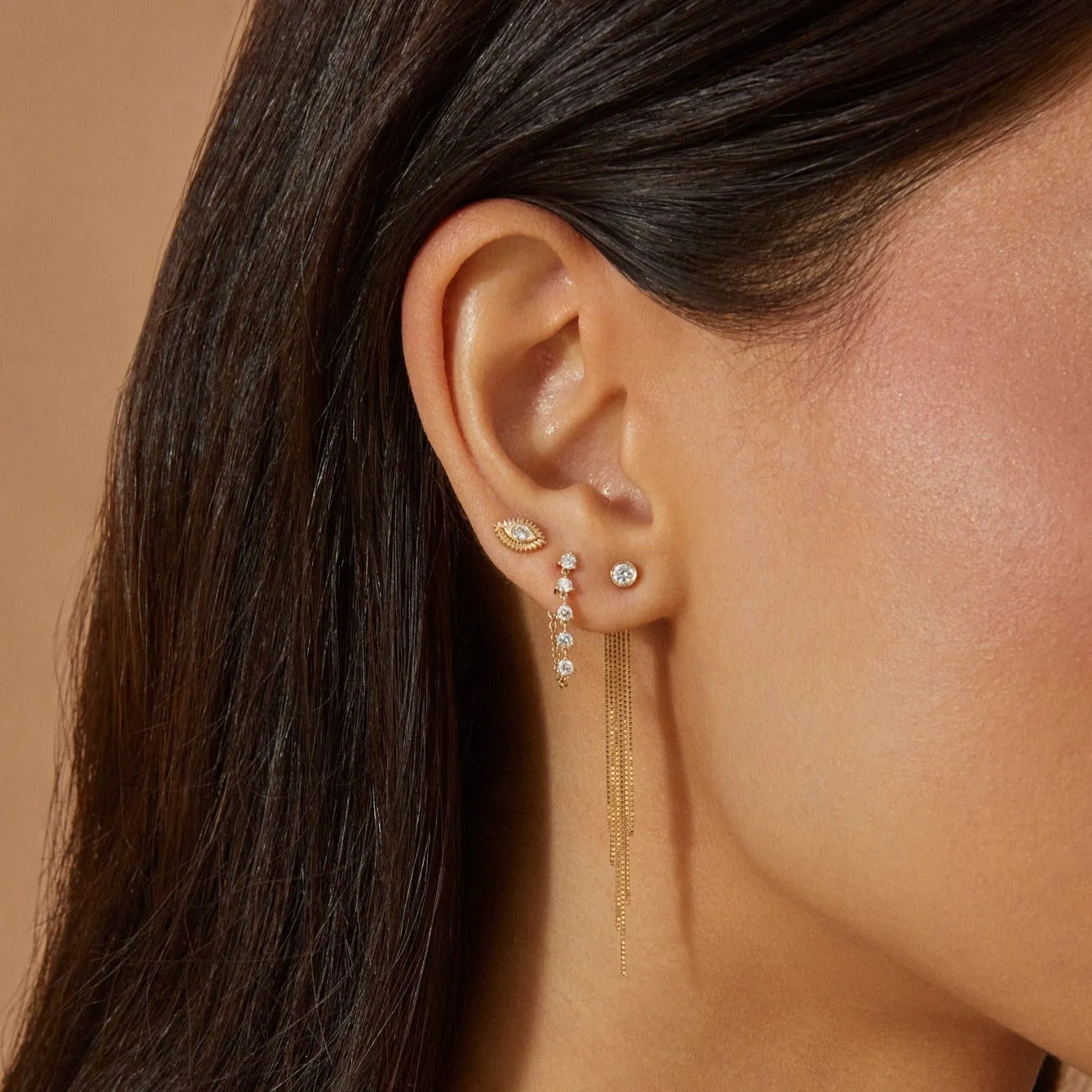 Gold & Diamond Evil Eye Protection Stud Earring sold by EF Collection product image thumbnail 2