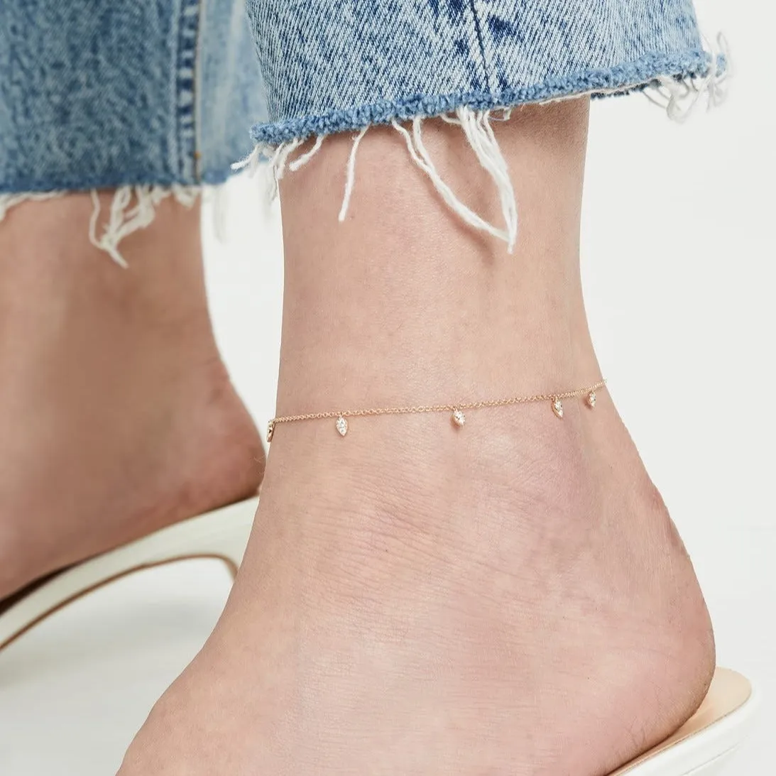 5 Diamond Mini Teardrop Chain Anklet sold by EF Collection product image thumbnail 2