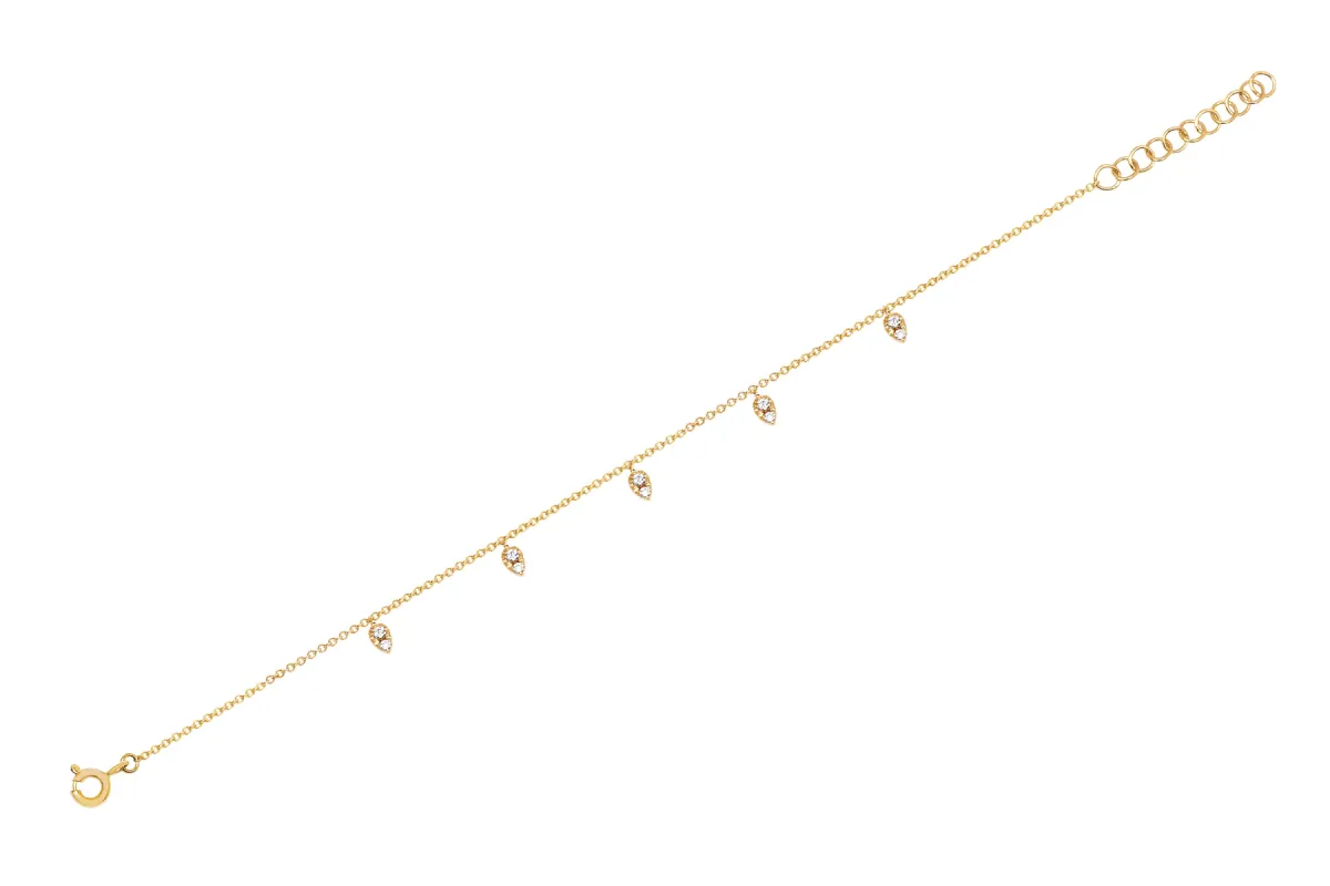 5 Diamond Mini Teardrop Chain Anklet made by EF Collection