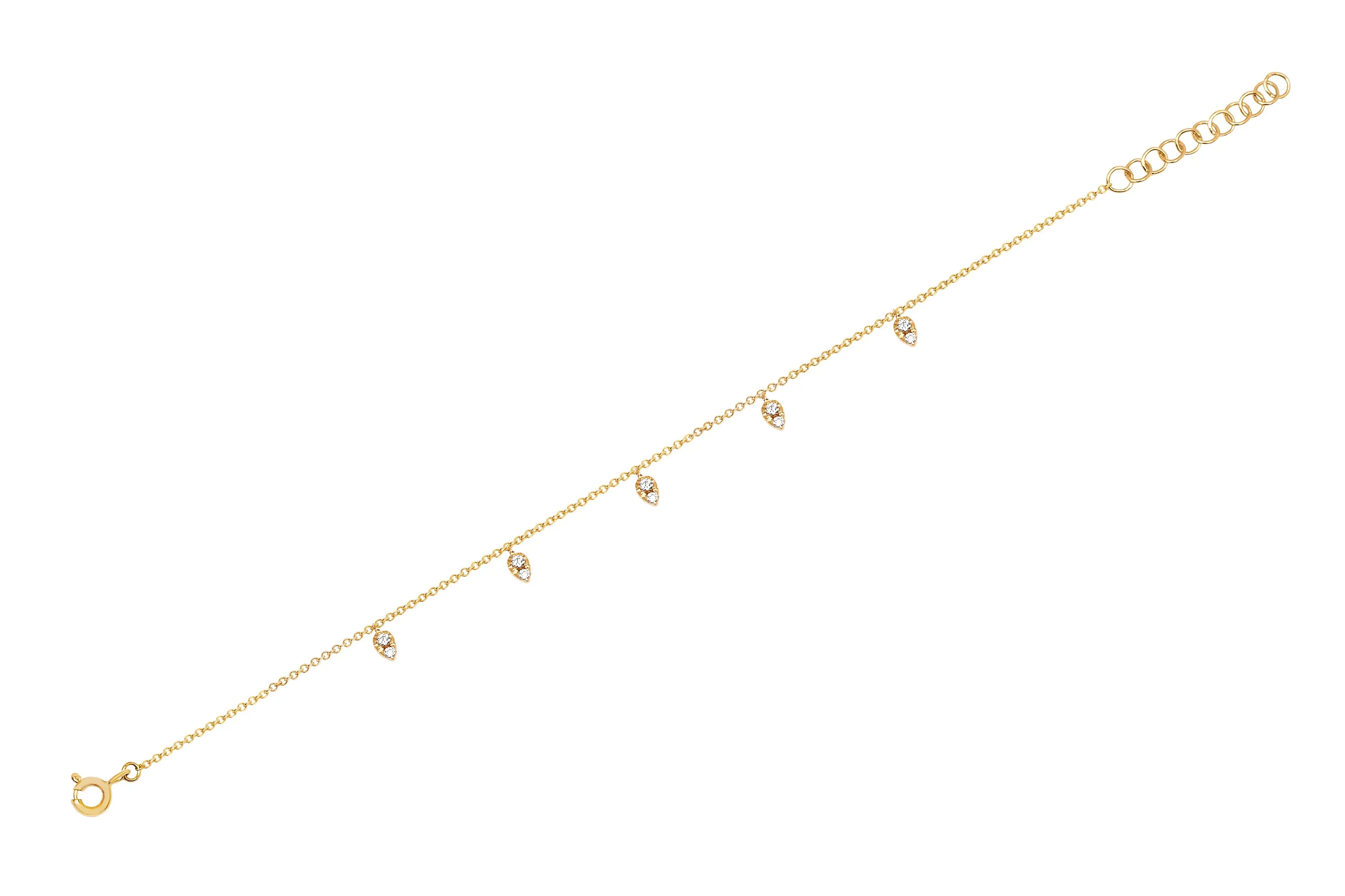 5 Diamond Mini Teardrop Chain Anklet sold by EF Collection