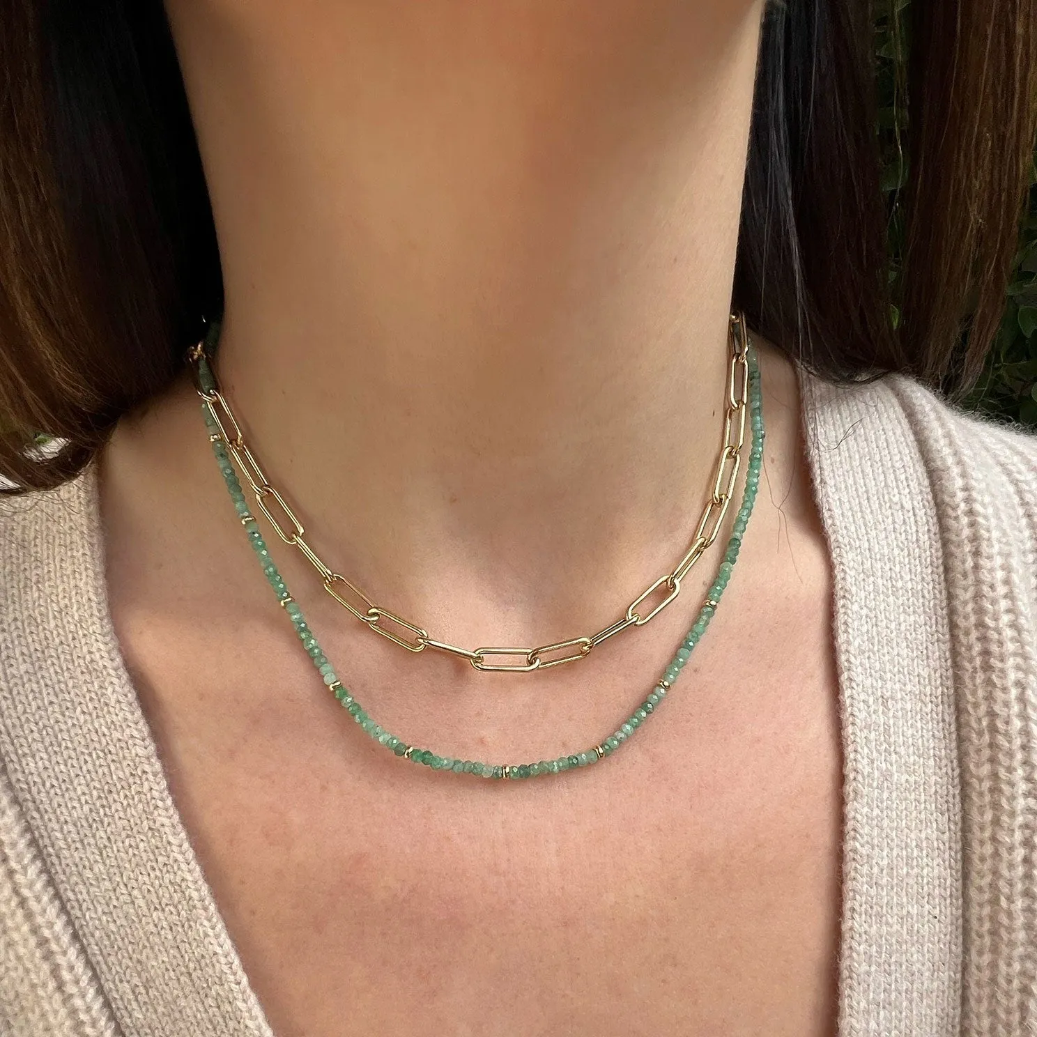 Birthstone Bead Necklace In Emerald sold by EF Collection product image thumbnail 2