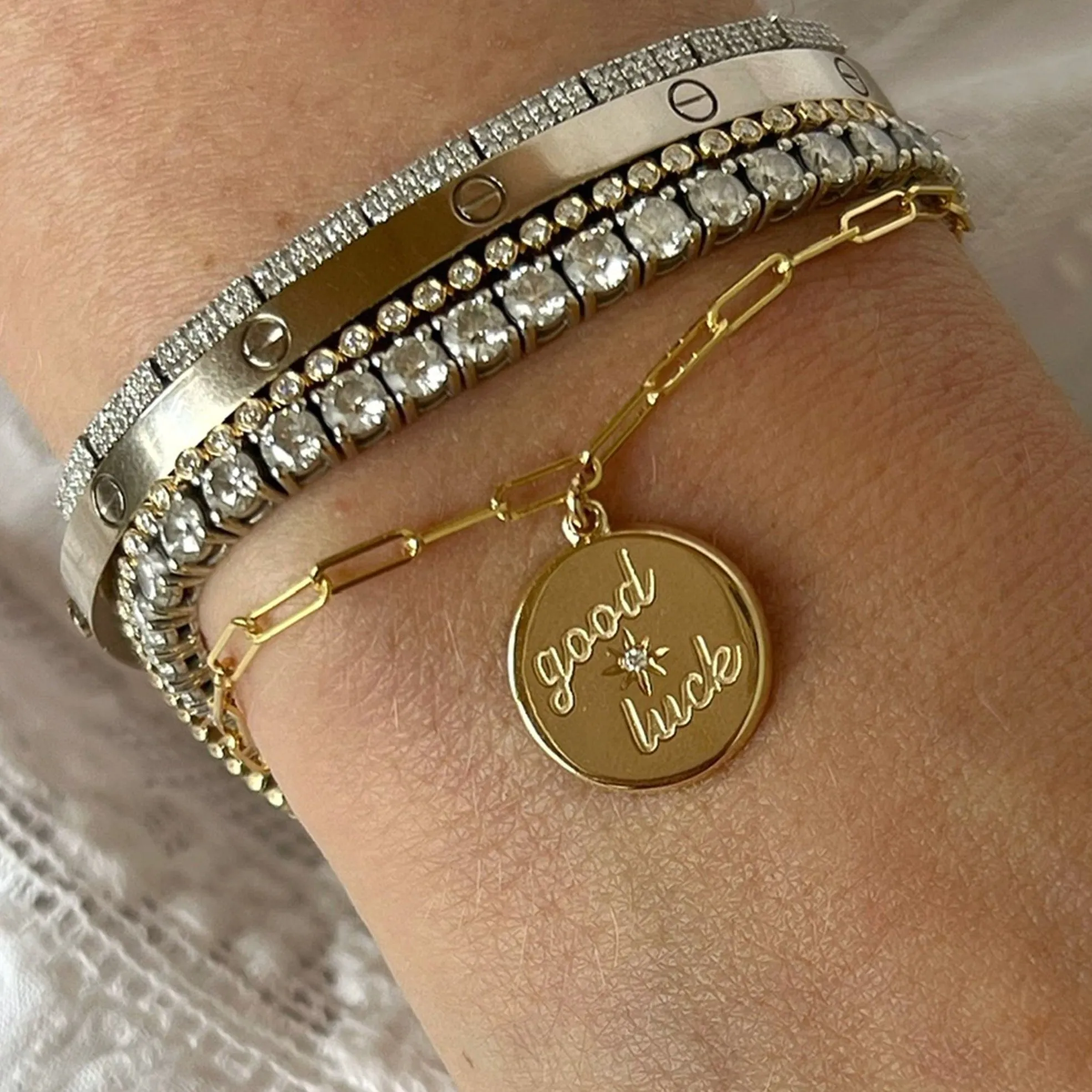 Diamond Good Luck Charm Bracelet sold by EF Collection product image thumbnail 2