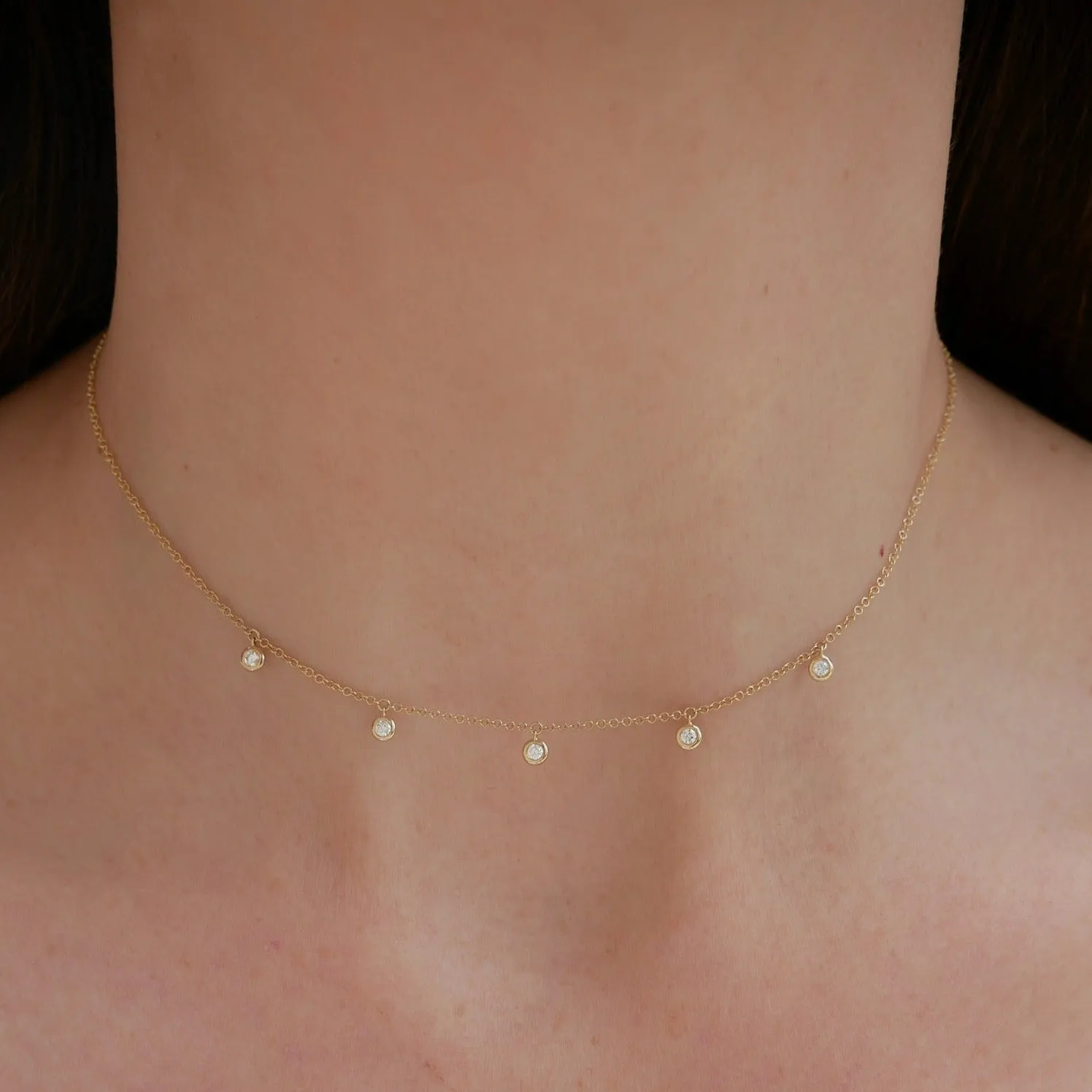 5 Diamond Bezel Choker Necklace sold by EF Collection product image thumbnail 4