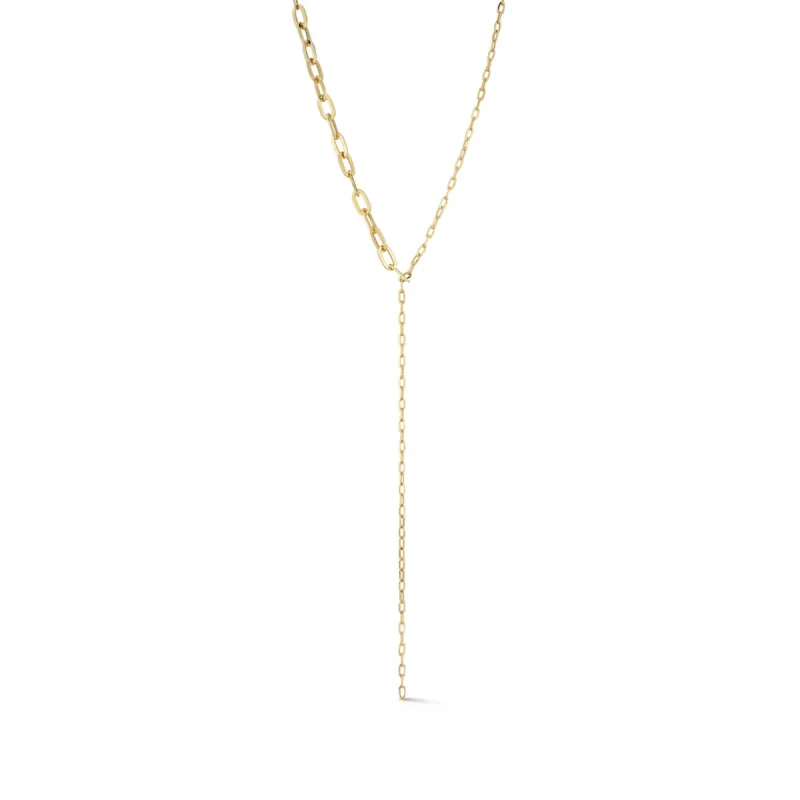 Graduated Chain Link Lariat Necklace made by EF Collection