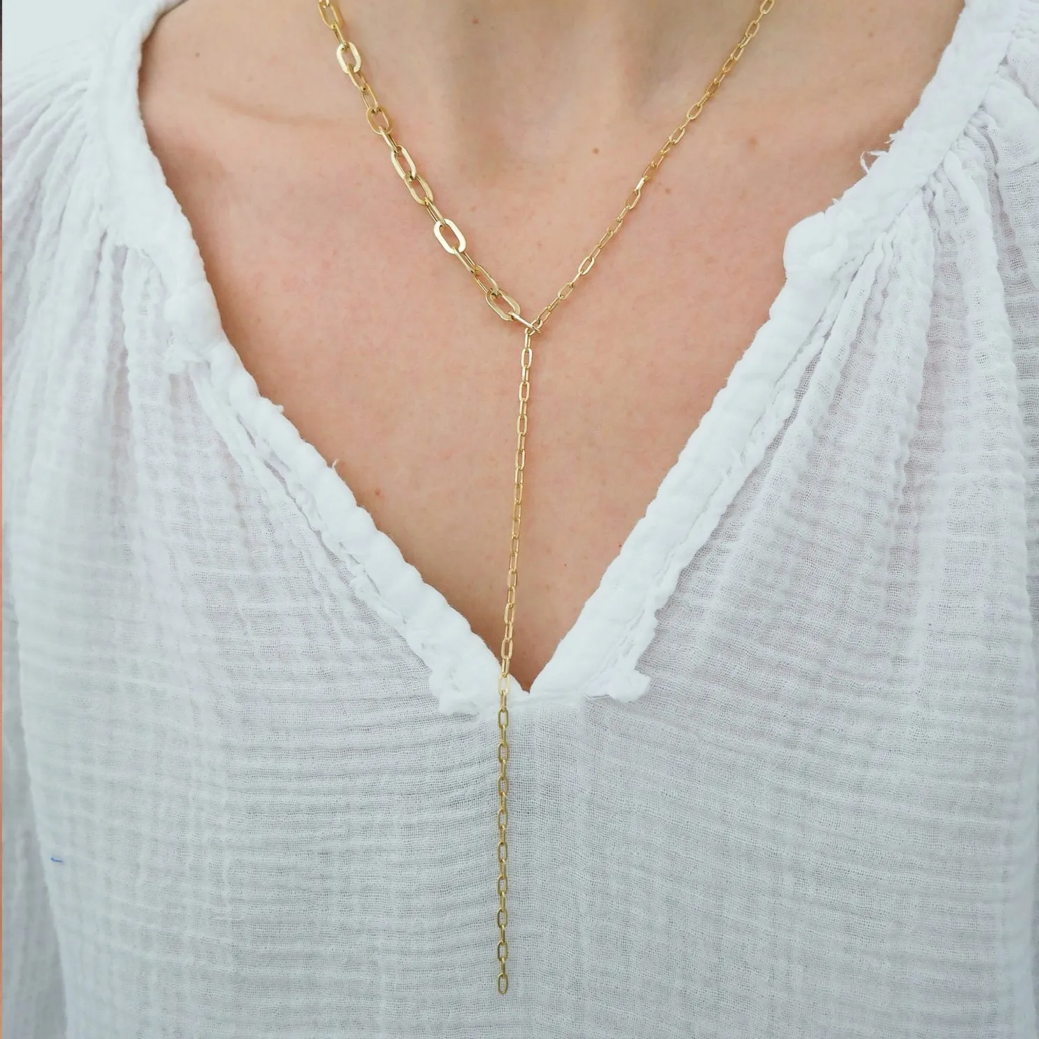 Graduated Chain Link Lariat Necklace sold by EF Collection product image thumbnail 5