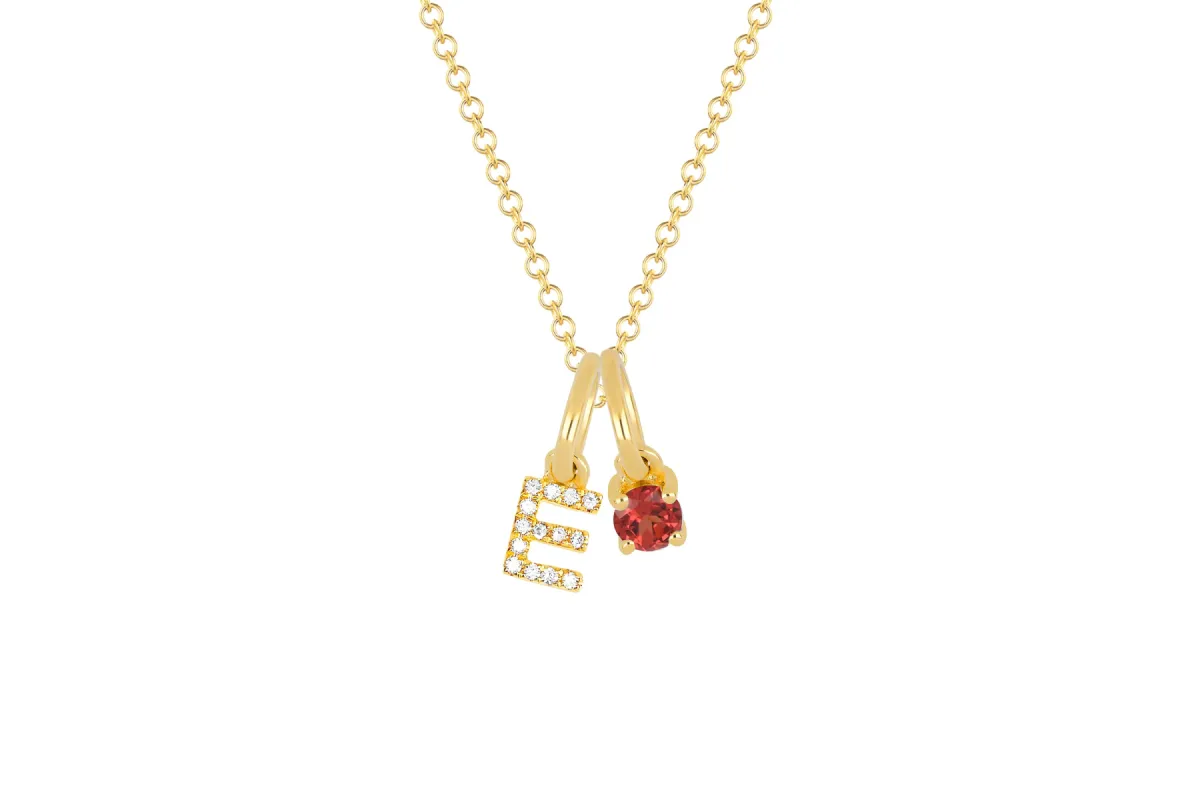 Garnet Birthstone Initial Charm Necklace sold by EF Collection