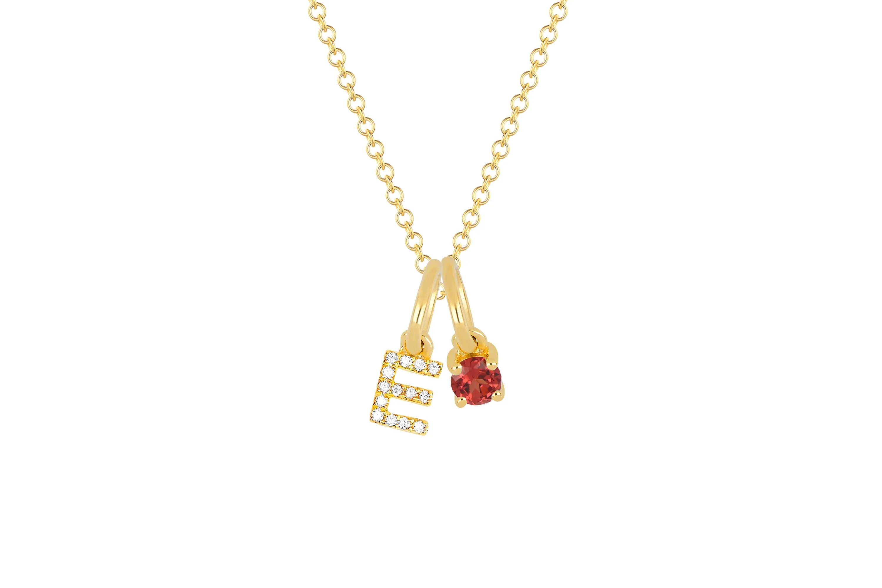 Garnet Birthstone Initial Charm Necklace sold by EF Collection