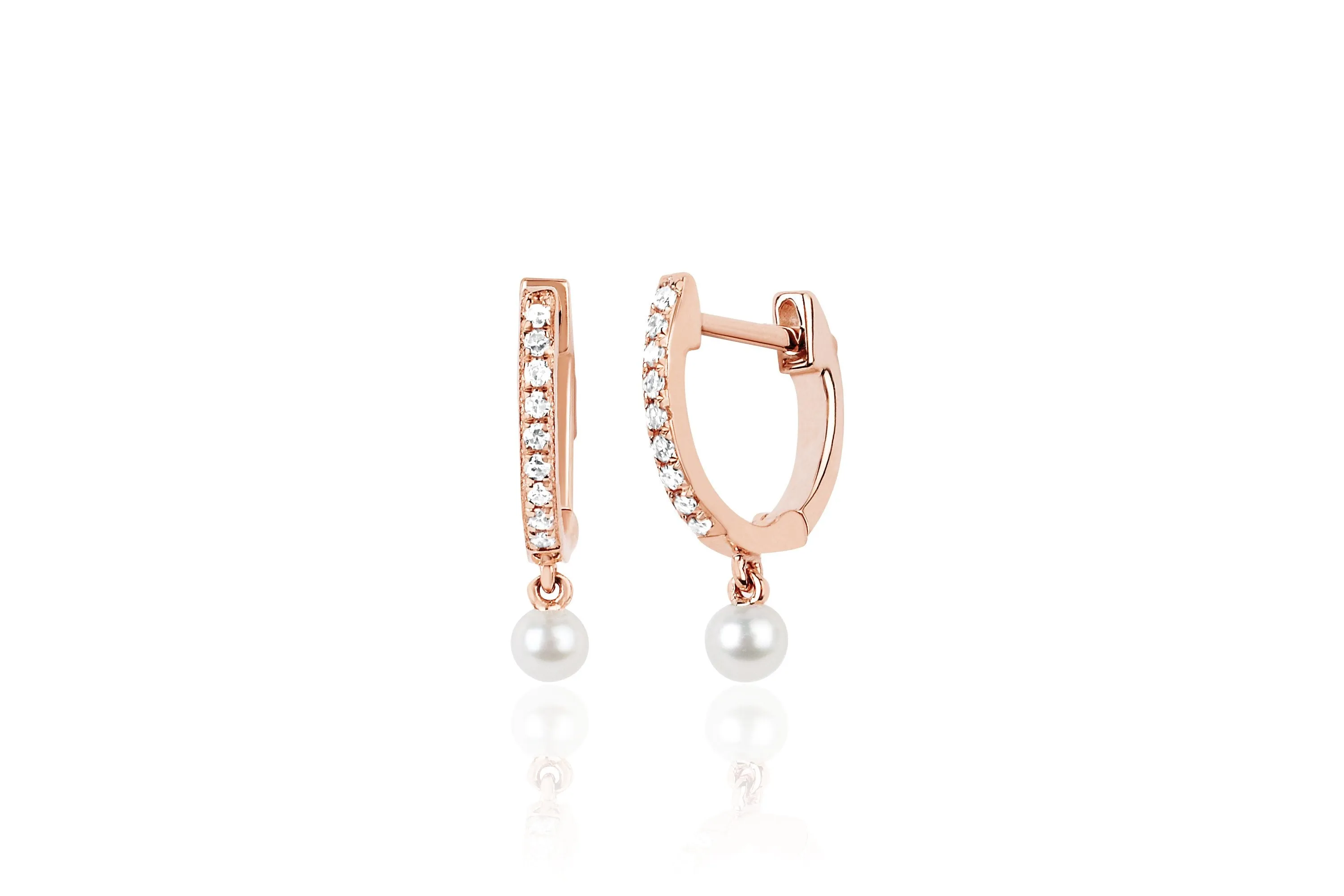 Pearl Drop Diamond Mini Huggie Earring sold by EF Collection product image thumbnail 3