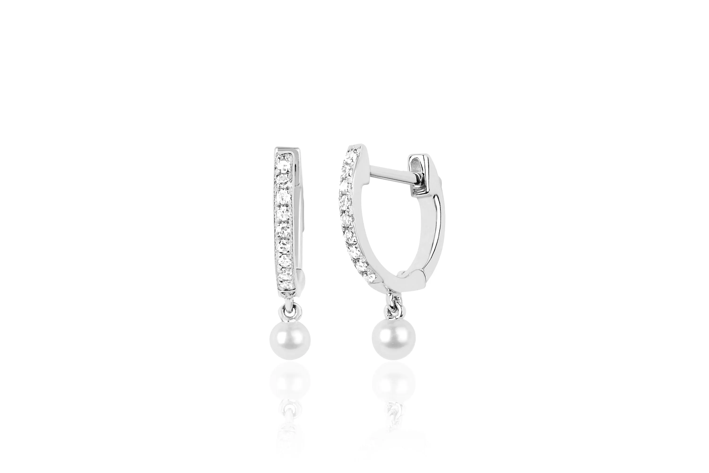 Pearl Drop Diamond Mini Huggie Earring sold by EF Collection product image thumbnail 4