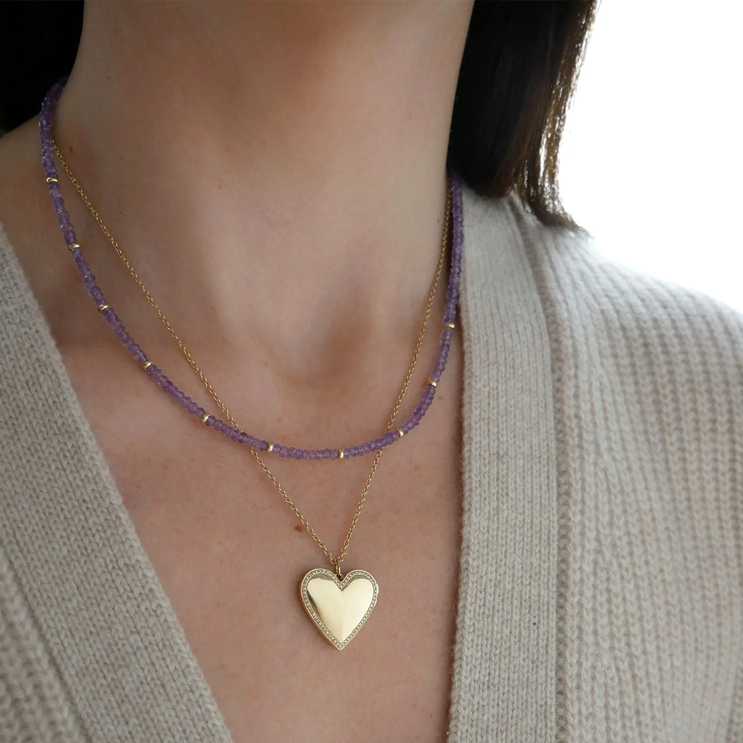 Birthstone Bead Necklace In Amethyst sold by EF Collection product image thumbnail 2