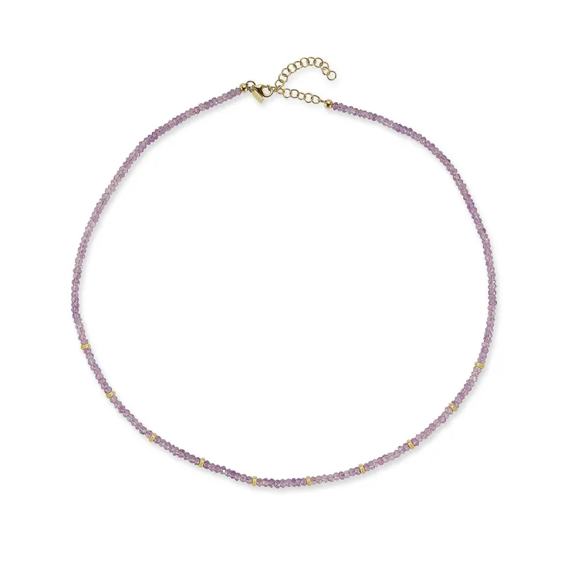 Birthstone Bead Necklace In Amethyst sold by EF Collection