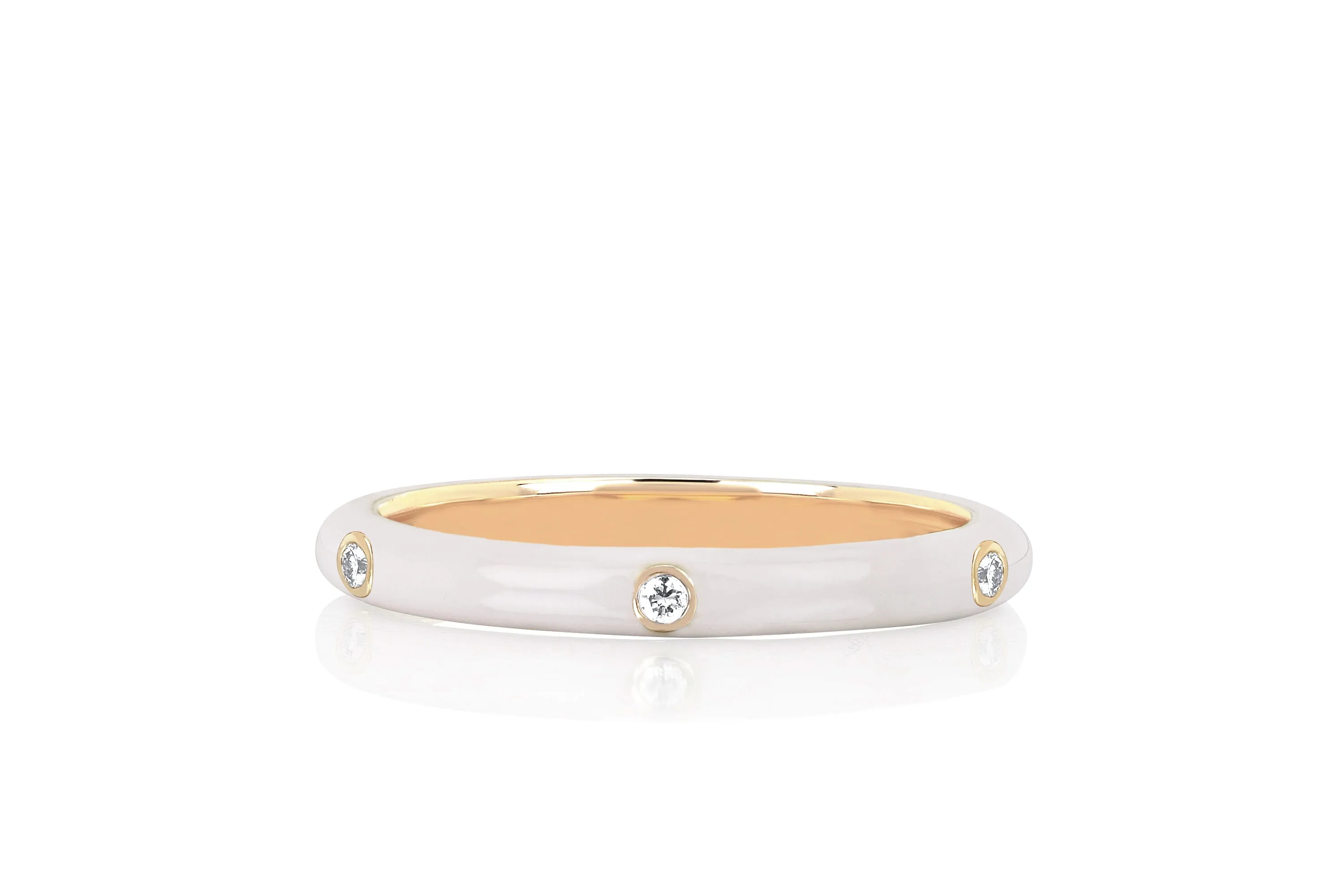 3 Diamond & White Enamel Stack Ring sold by EF Collection