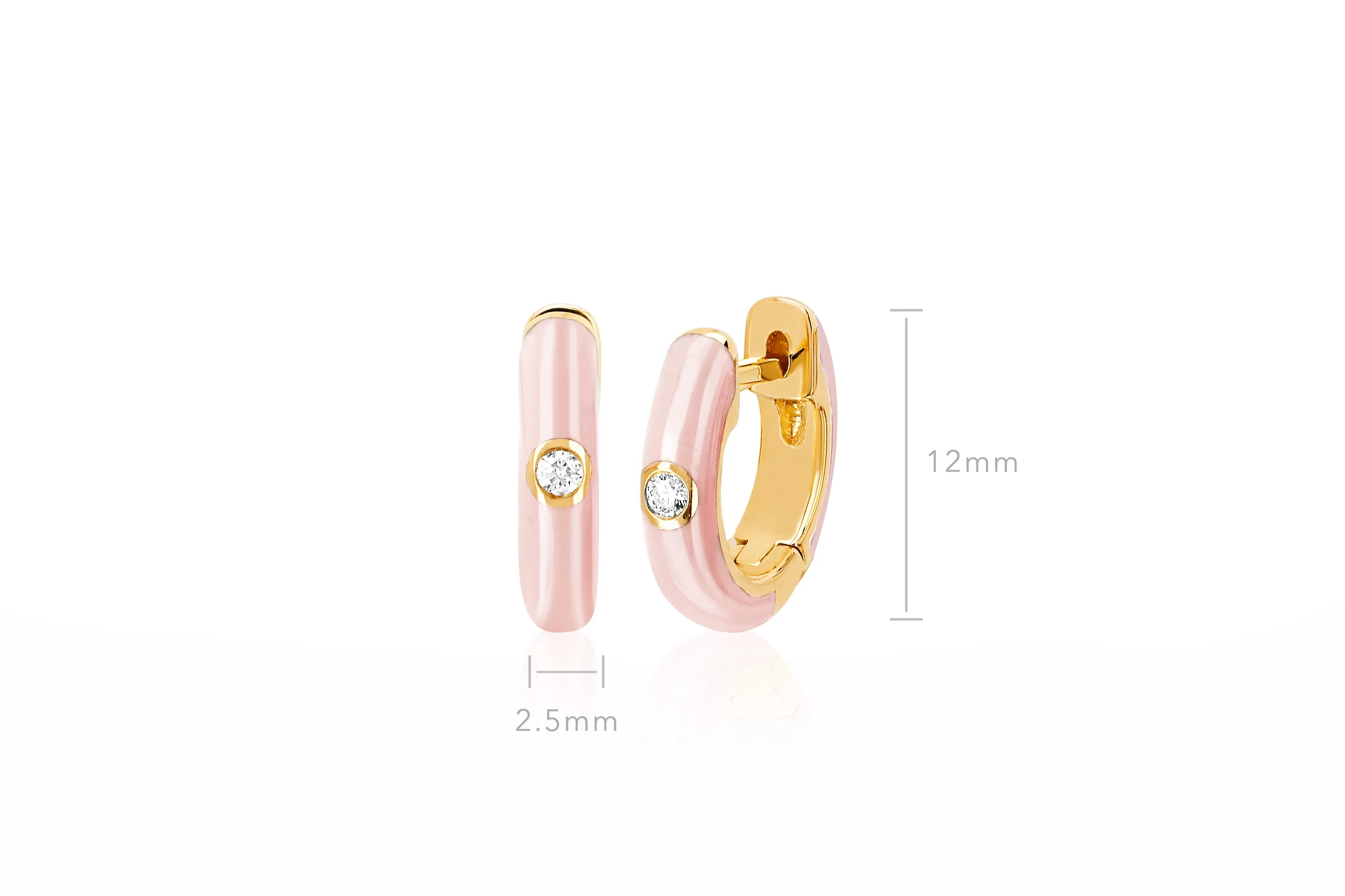 Diamond & Blush Enamel Huggie Earring sold by EF Collection product image thumbnail 3