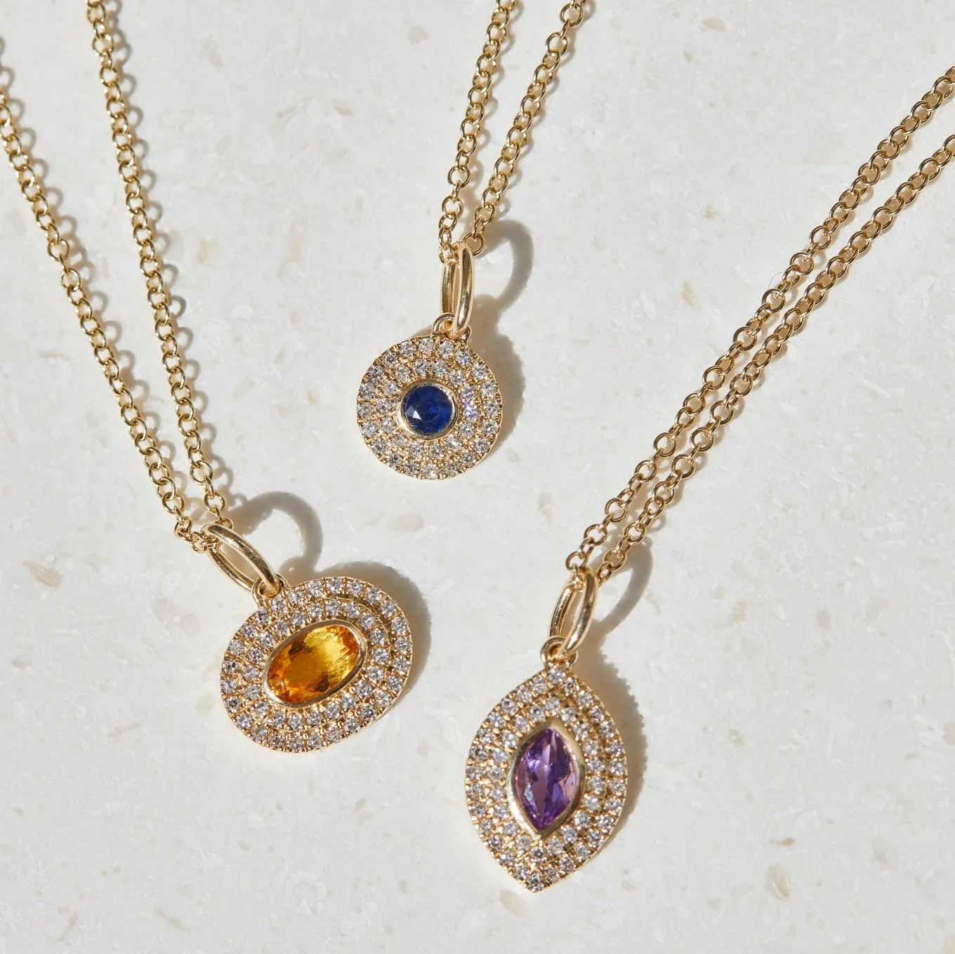 Diamond & Round Blue Sapphire Gem Necklace sold by EF Collection product image thumbnail 5