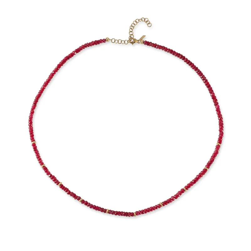 Birthstone Bead Necklace In Ruby sold by EF Collection
