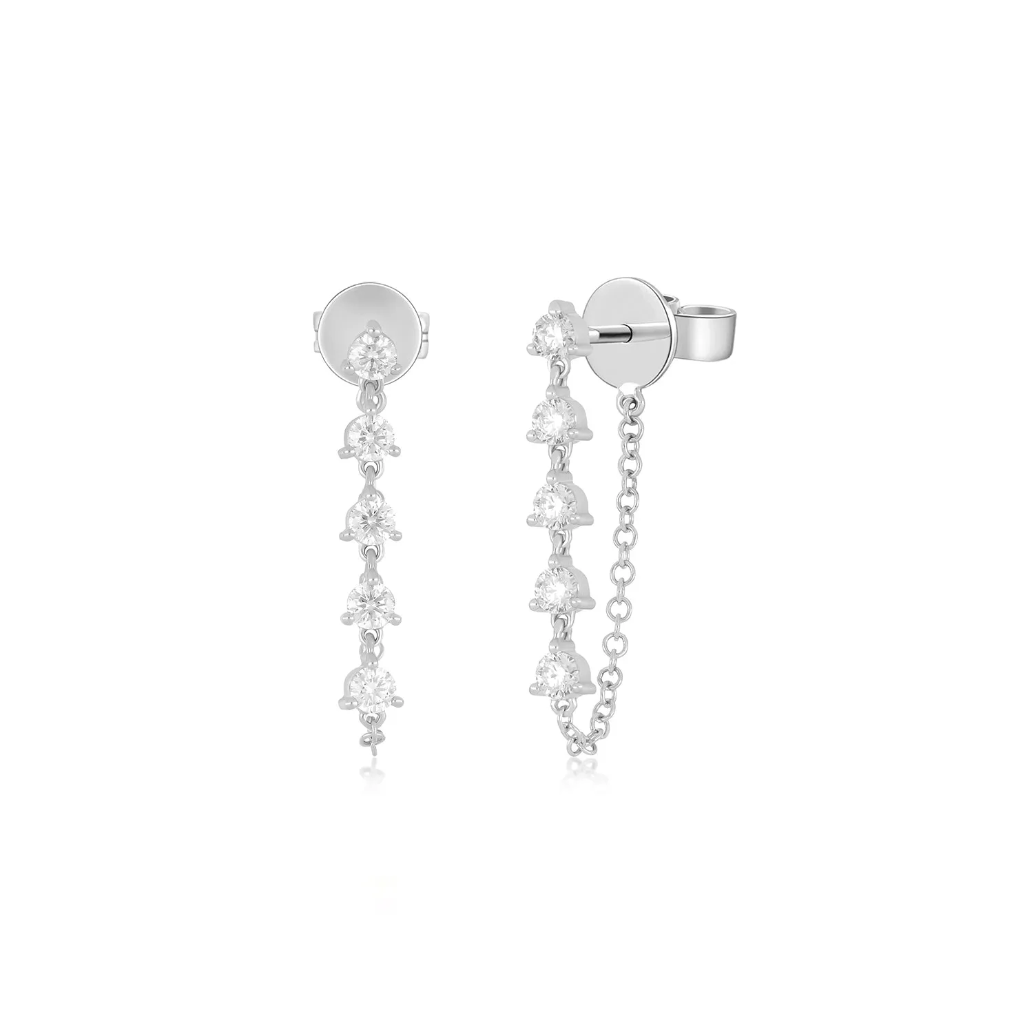 Multi Diamond Chain Stud Earring sold by EF Collection product image thumbnail 4
