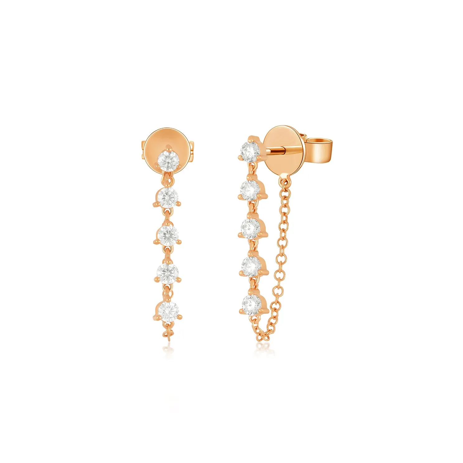 Multi Diamond Chain Stud Earring sold by EF Collection product image thumbnail 3