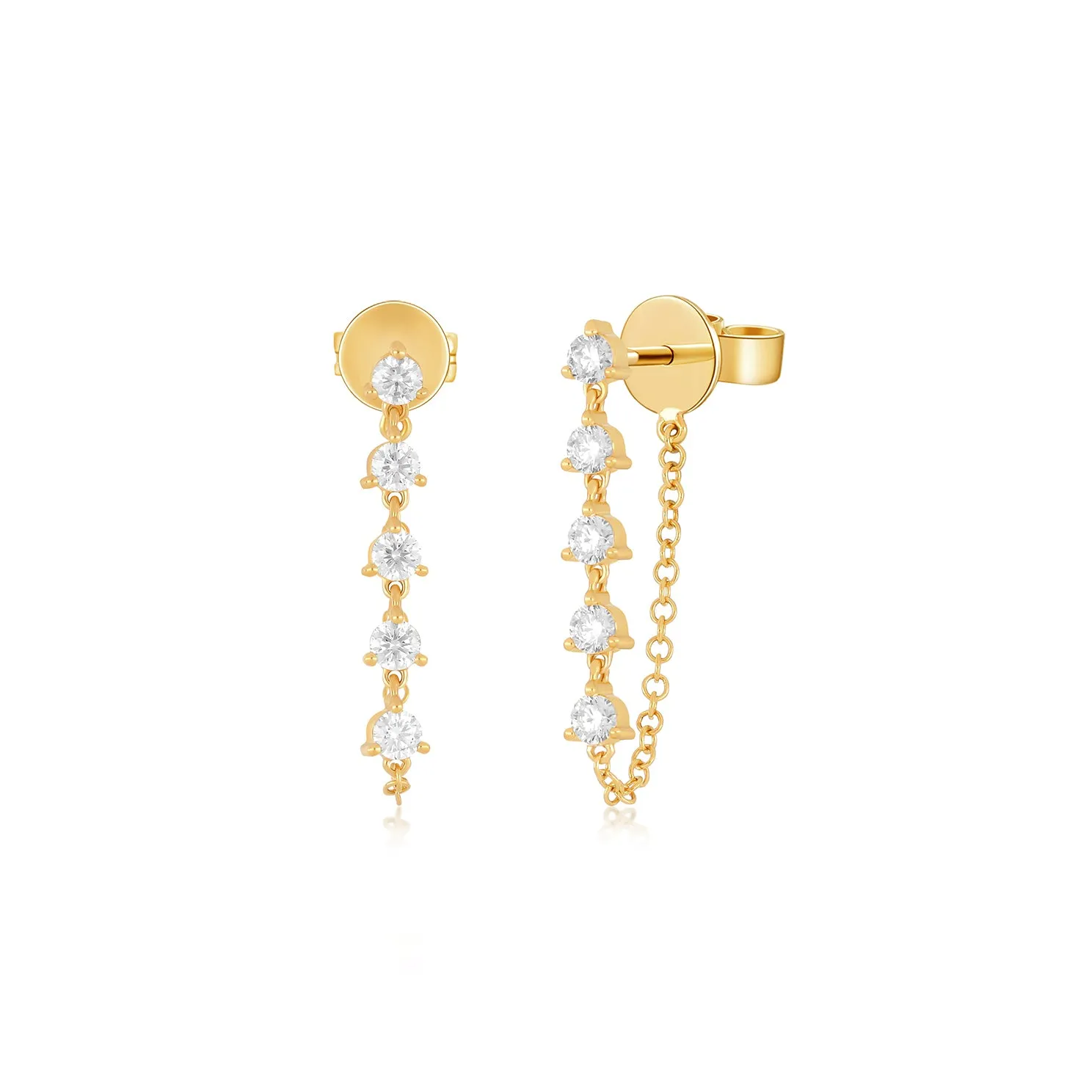 Multi Diamond Chain Stud Earring sold by EF Collection