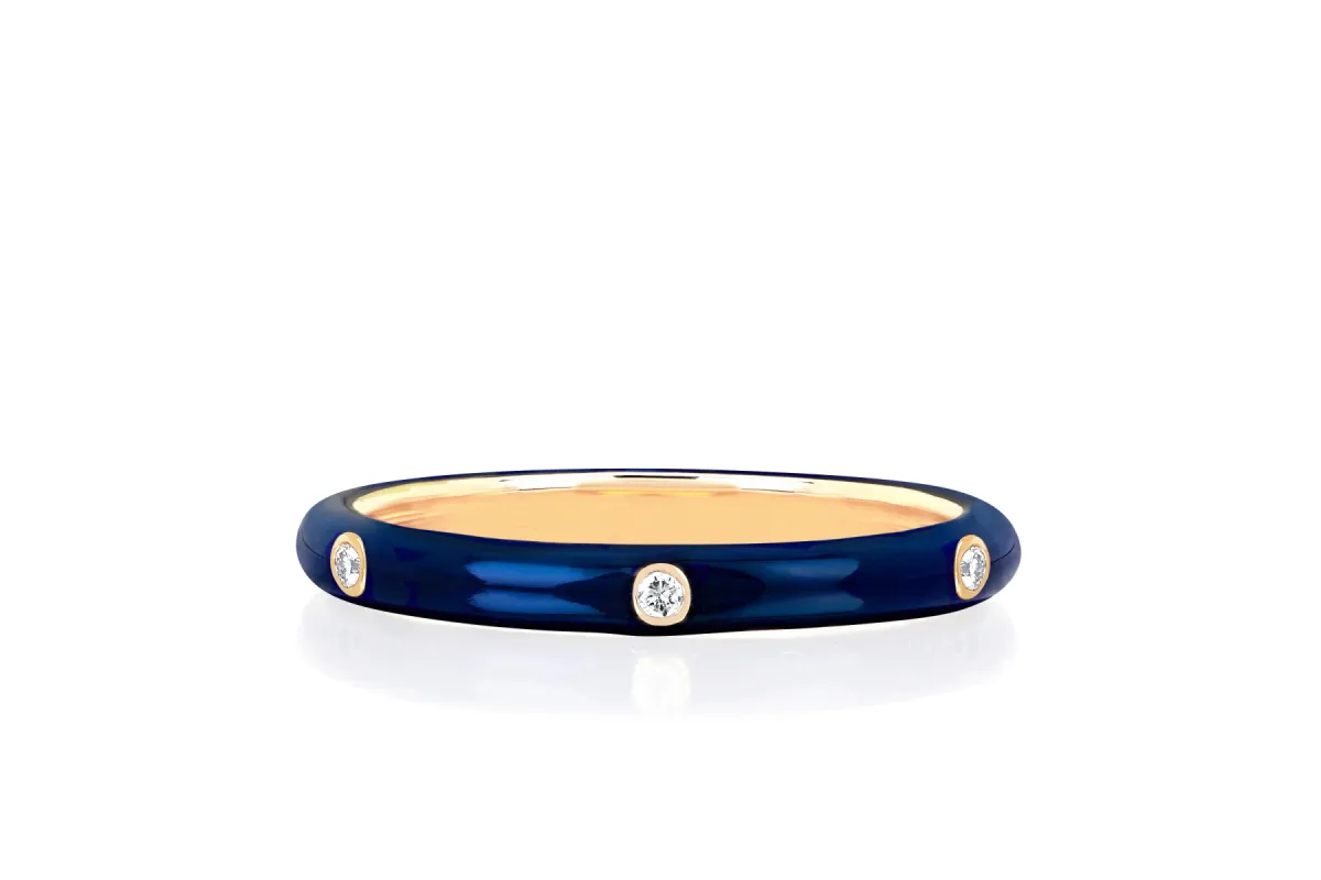 3 Diamond & Navy Enamel Stack Ring sold by EF Collection