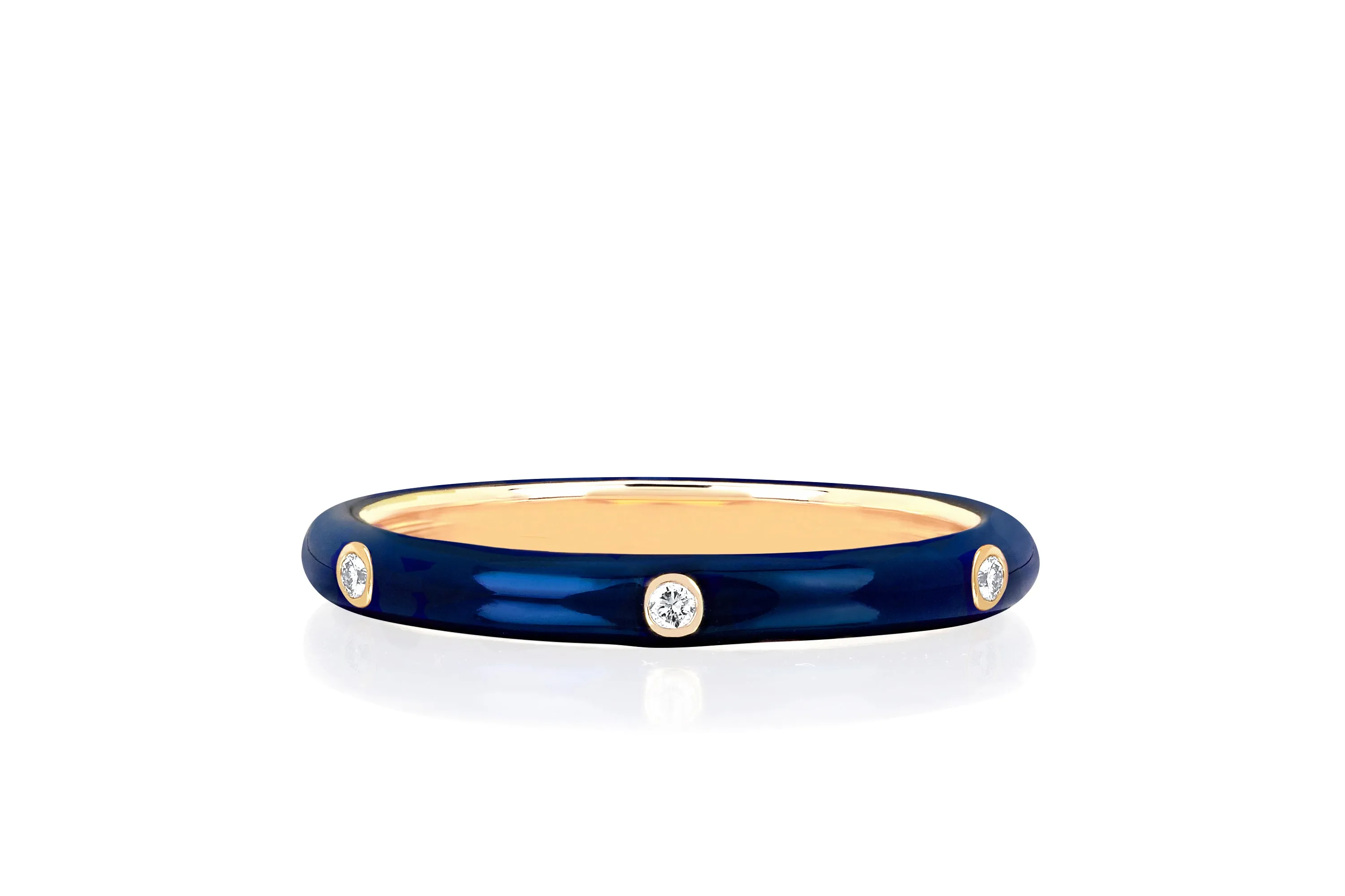3 Diamond & Navy Enamel Stack Ring sold by EF Collection