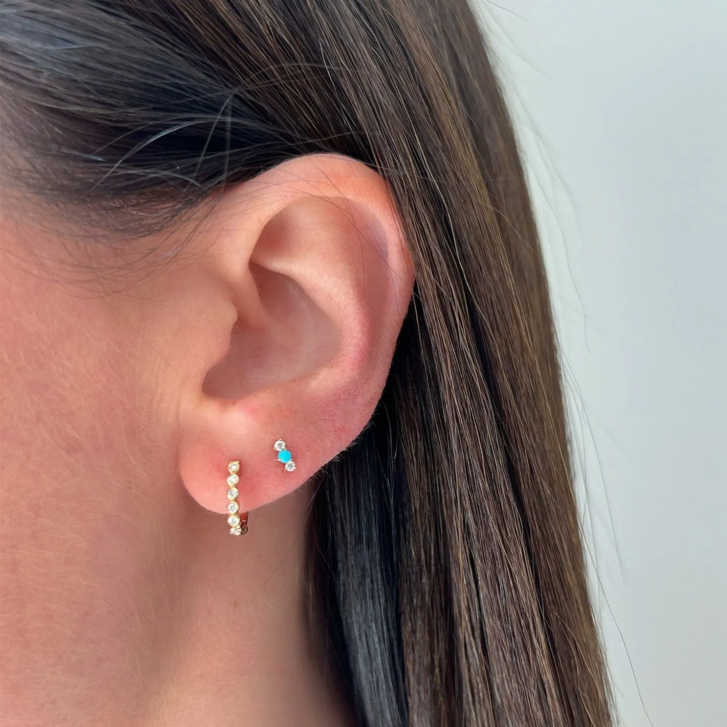 Diamond & Turquoise Bar Stud Earring sold by EF Collection product image thumbnail 2