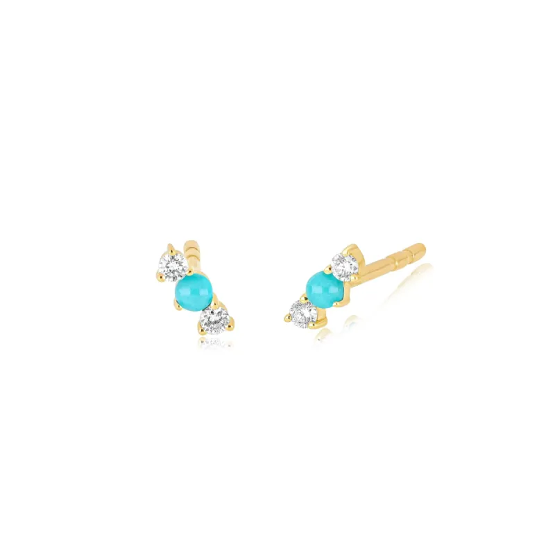 Diamond & Turquoise Bar Stud Earring sold by EF Collection