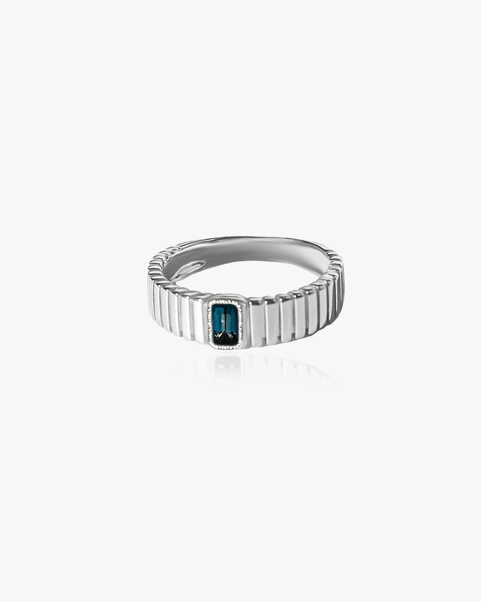 Saturn Ribbed Ring in Silver sold by Midori Jewelry Co.