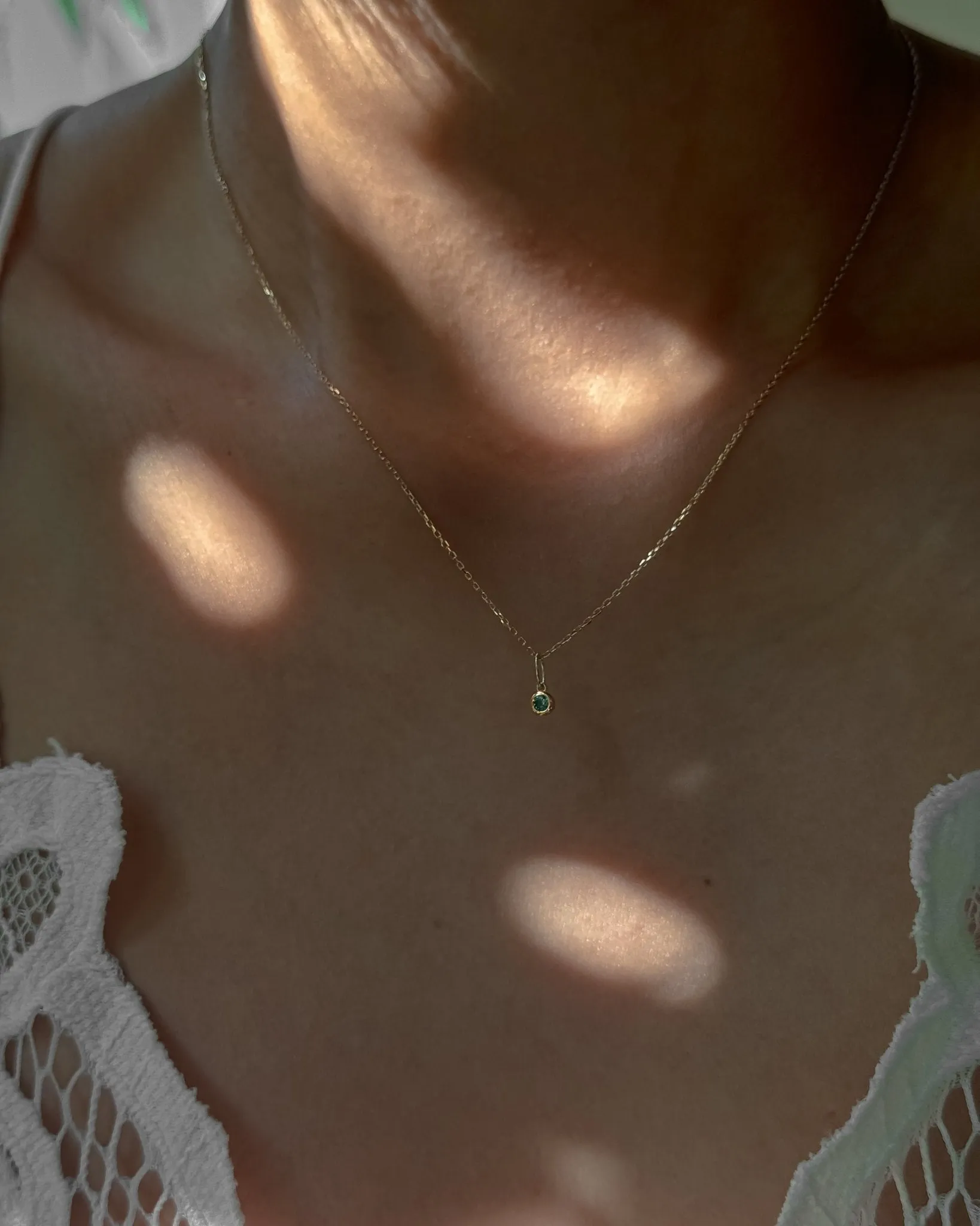 Round Emerald Charm in 14k Gold sold by Midori Jewelry Co. product image thumbnail 3