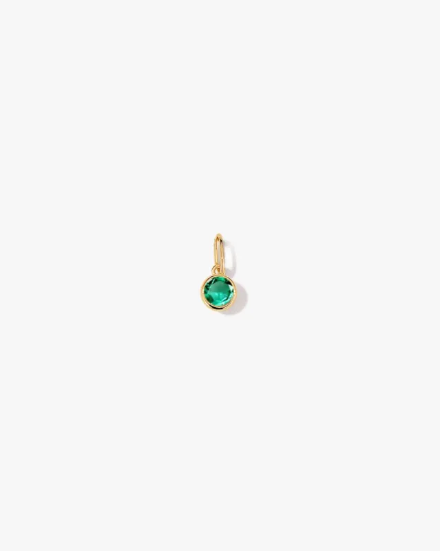 Round Emerald Charm in 14k Gold sold by Midori Jewelry Co.