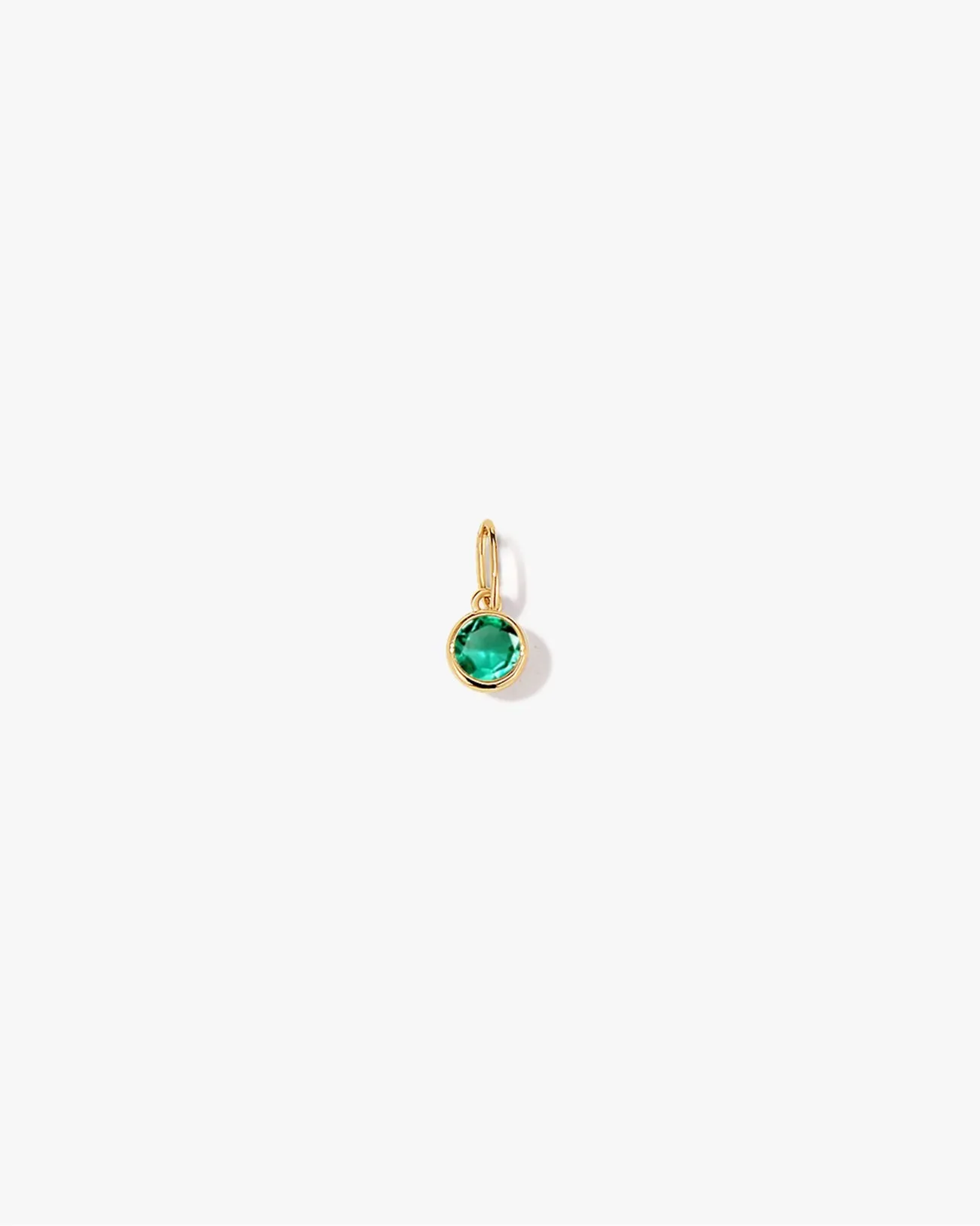 Round Emerald Charm in 14k Gold sold by Midori Jewelry Co.