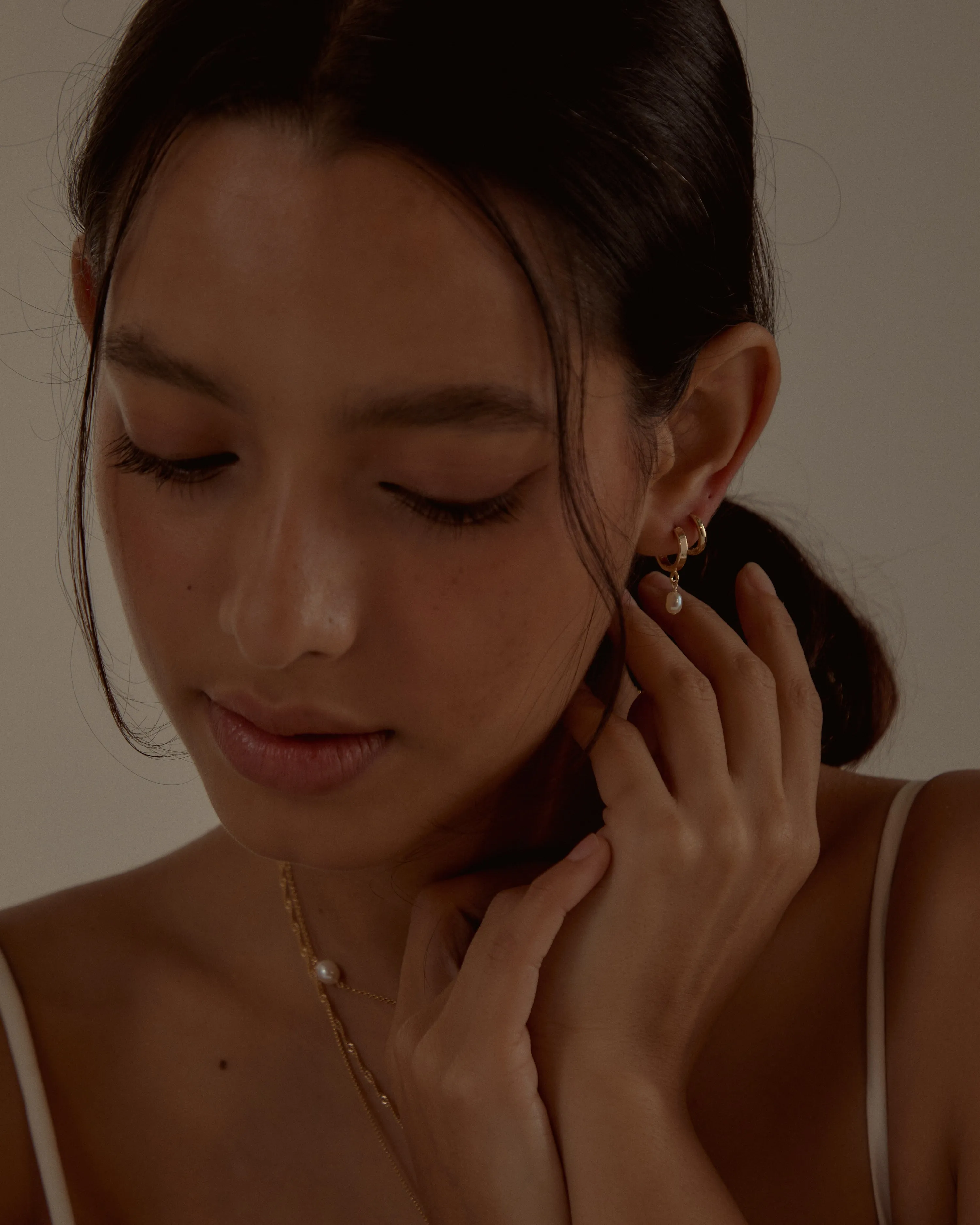 Elia Petite Pearl Hoops sold by Midori Jewelry Co. product image thumbnail 4