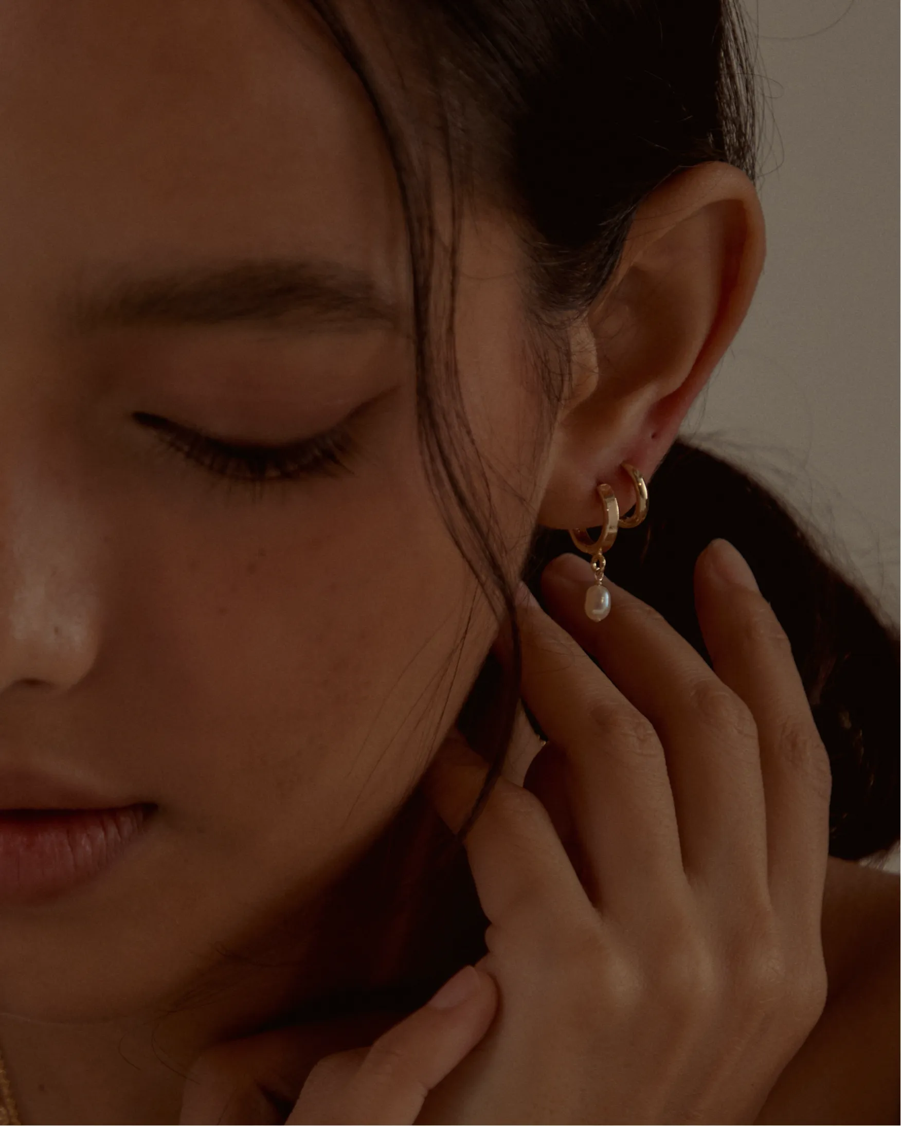 Elia Petite Pearl Hoops sold by Midori Jewelry Co. product image thumbnail 2