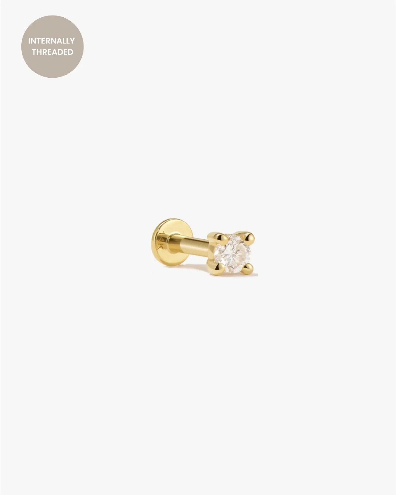 Petit Diamond Cartilage Flatback Stud in 14k Gold sold by Midori Jewelry Co.