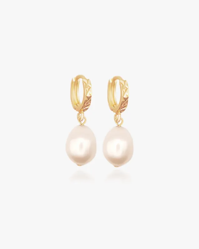 Renée Pearl Hoops sold by Midori Jewelry Co.