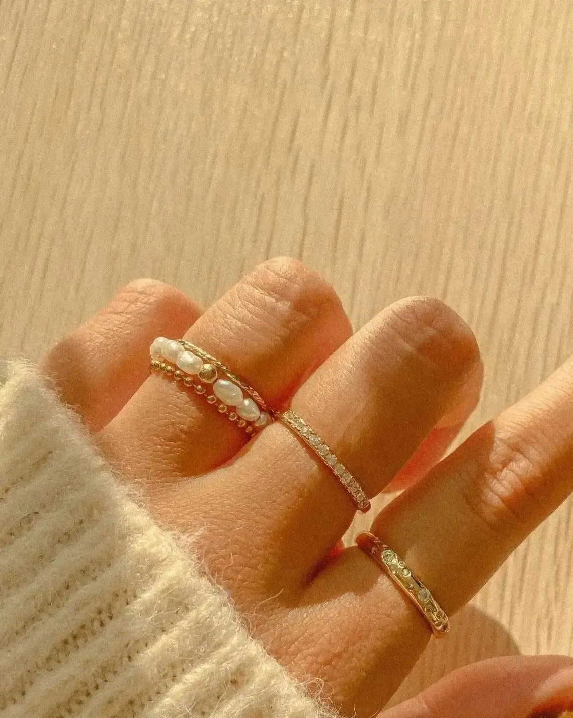 Adara Pearl Ring Set sold by Midori Jewelry Co. product image thumbnail 3