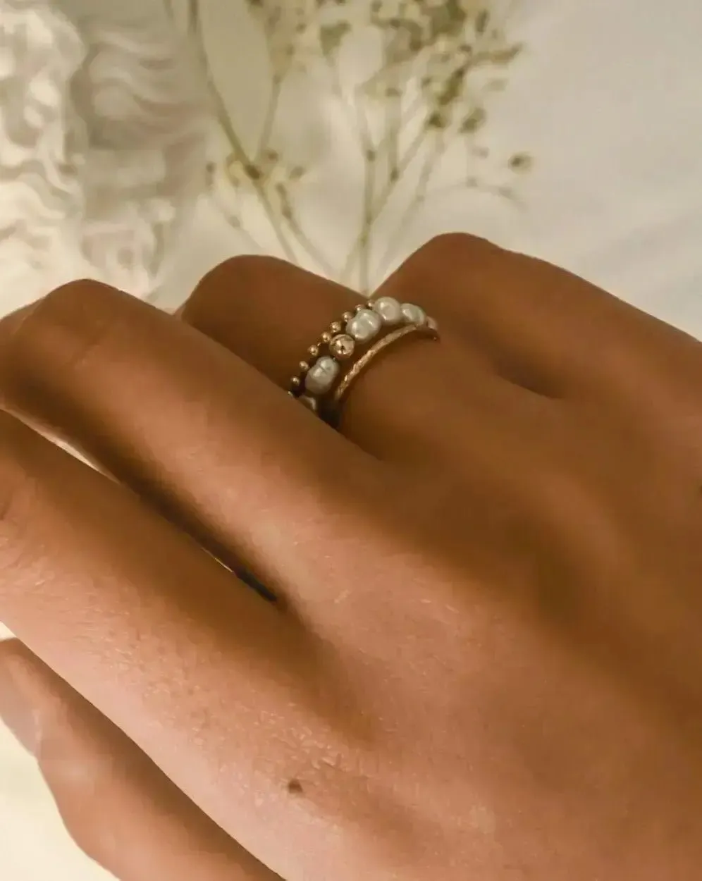 Adara Pearl Ring Set sold by Midori Jewelry Co. product image thumbnail 4