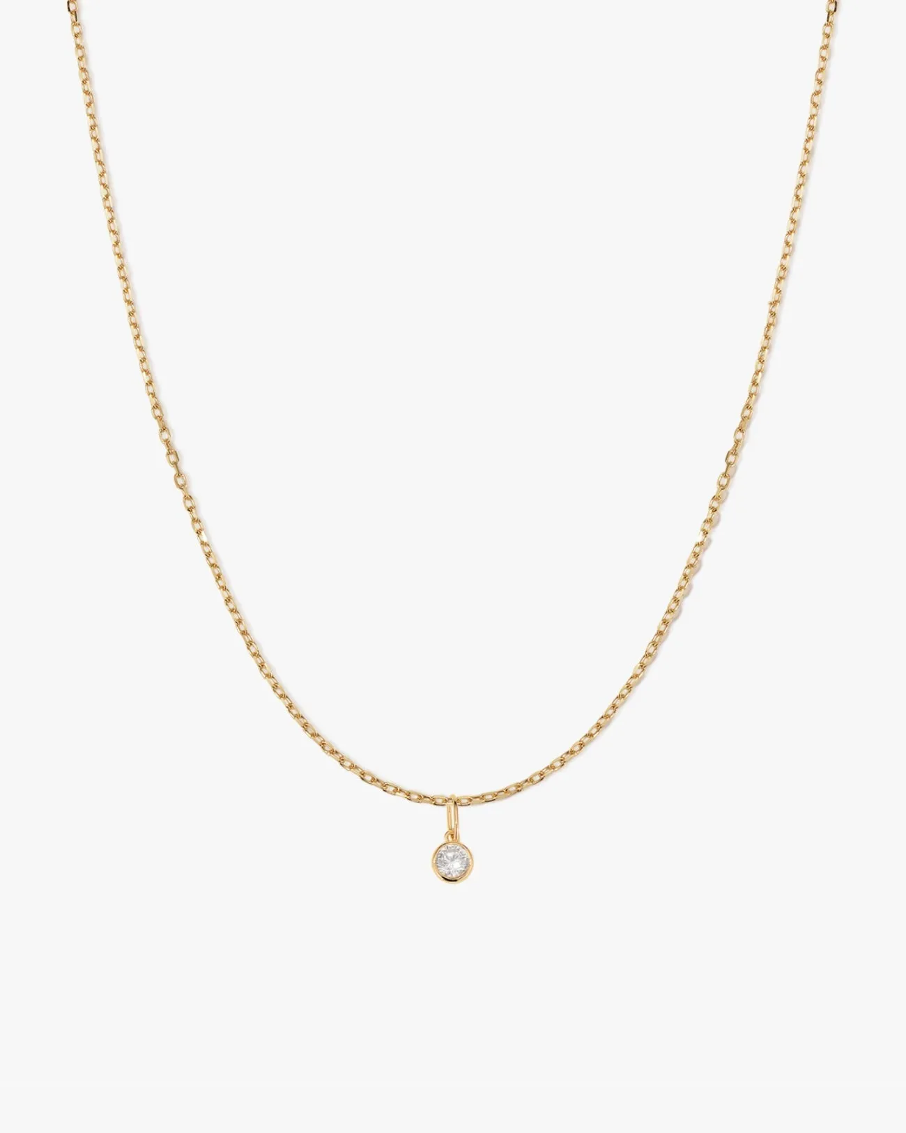 Round Diamond Charm Necklace in 14k Gold sold by Midori Jewelry Co.