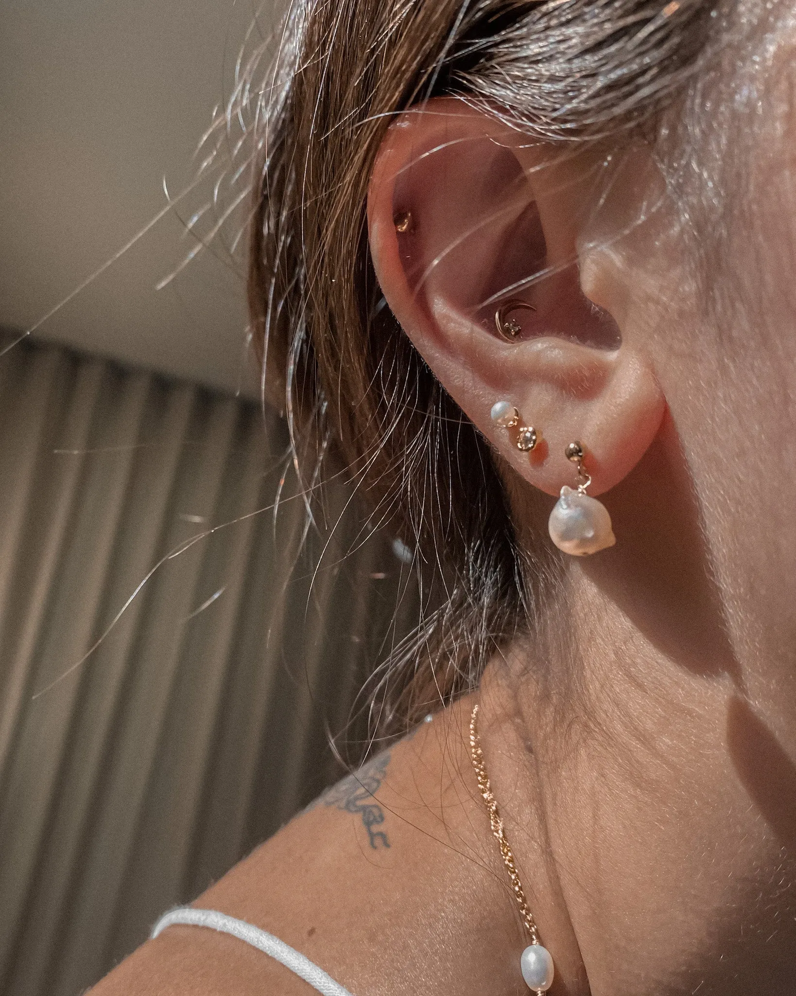 Petit Pearl Studs sold by Midori Jewelry Co. product image thumbnail 4