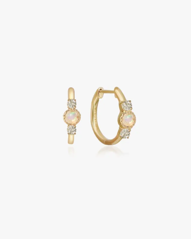 Nebula Opal Hoops in Vermeil sold by Midori Jewelry Co.