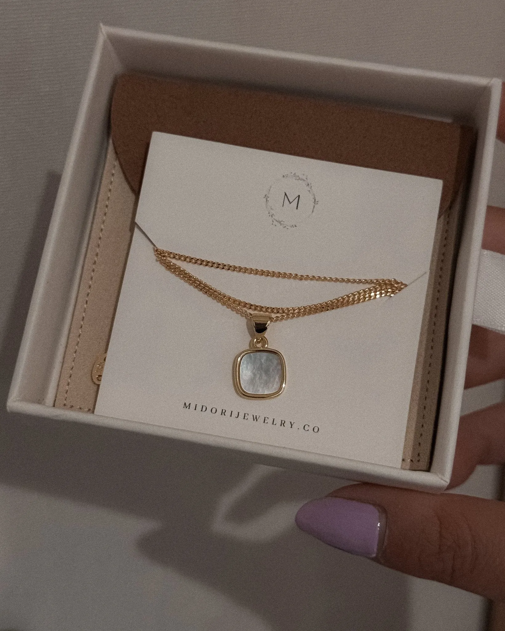 Emma Mother of Pearl Pendant Necklace sold by Midori Jewelry Co. product image thumbnail 5