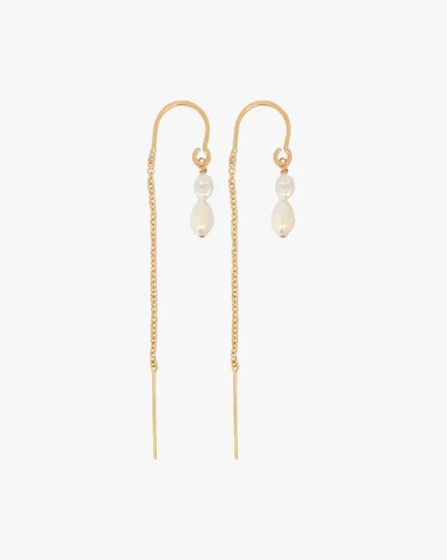 Petit Duo Pearl Threader Earrings sold by Midori Jewelry Co.
