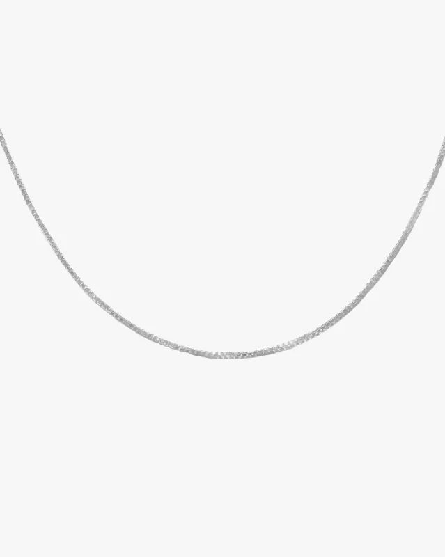 Box Chain Necklace in Silver sold by Midori Jewelry Co.