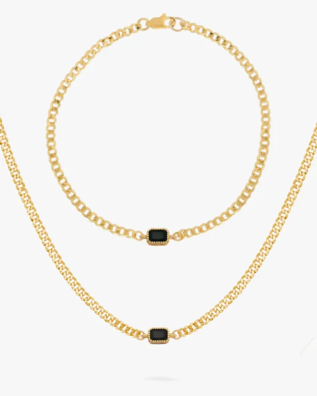 Harlow Onyx Choker & Bracelet Set made by Midori Jewelry Co.