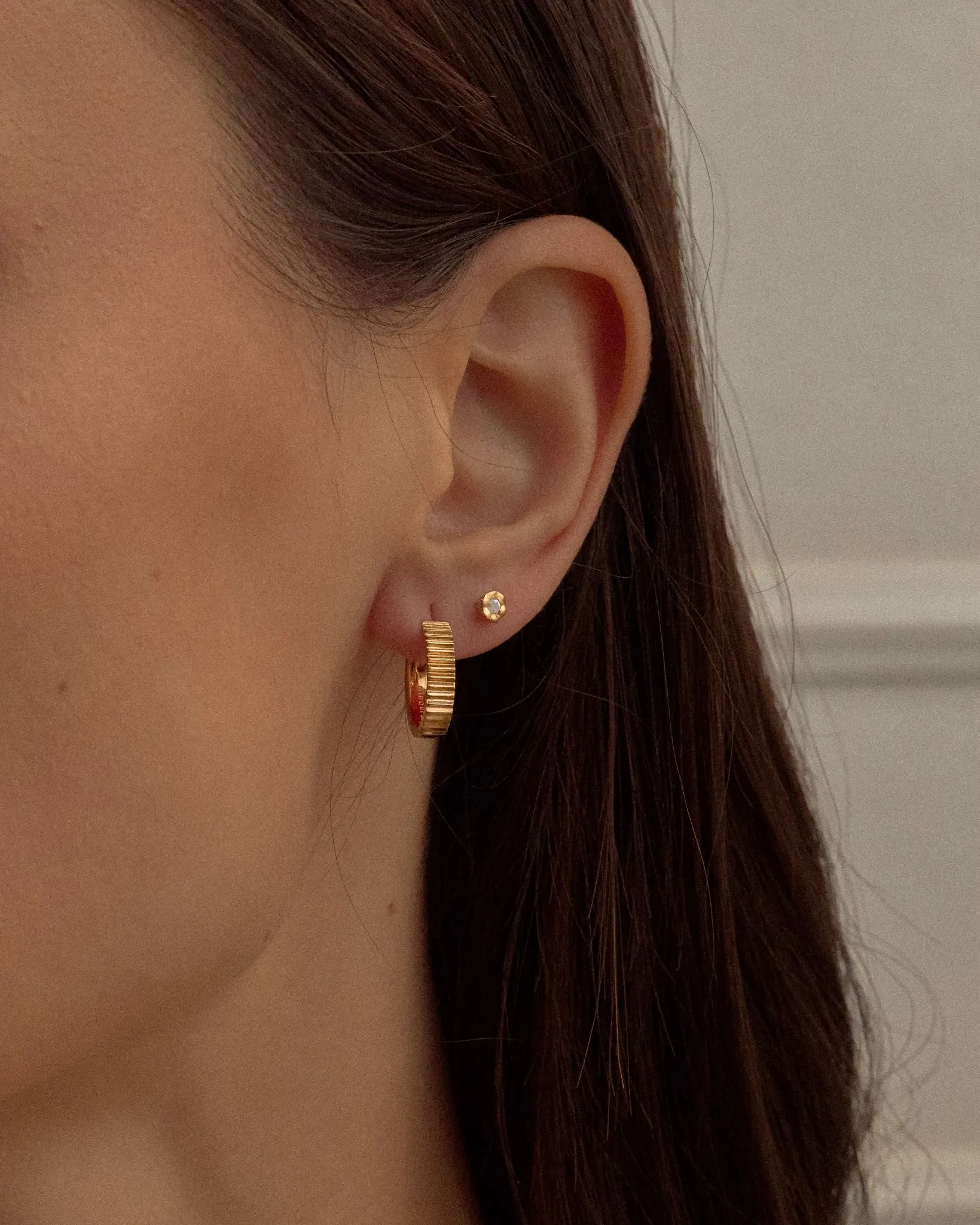 Mantra Medium Hoops sold by Midori Jewelry Co. product image thumbnail 2